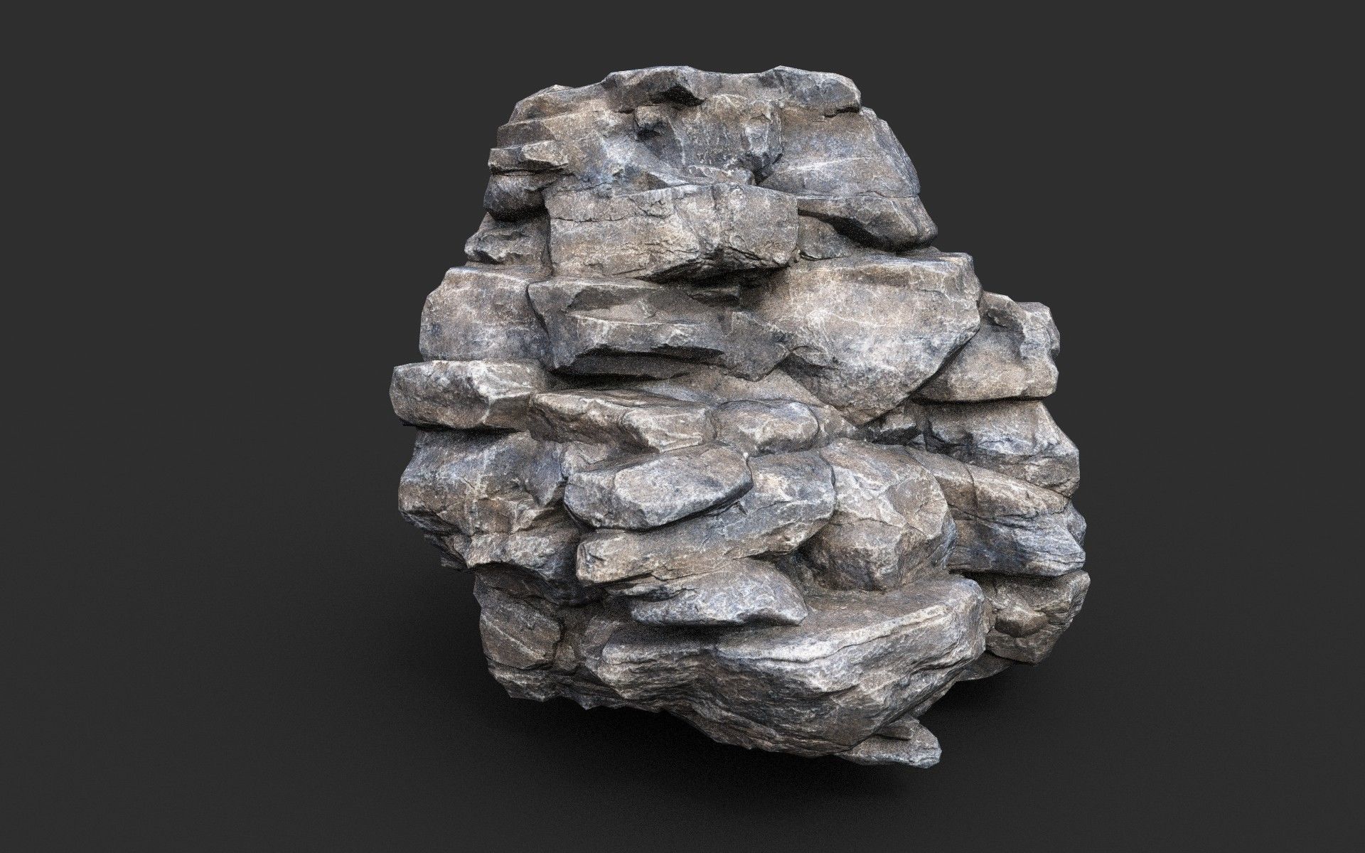 Low poly Gray Cliff Modular Rock 210417 Low-poly 3D model_49
