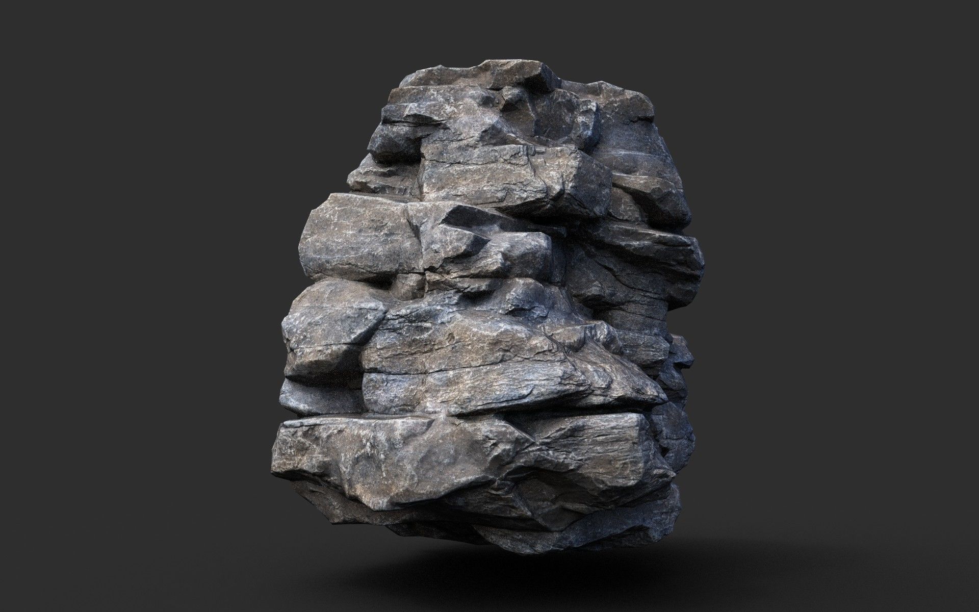 Low poly Gray Cliff Modular Rock 210417 Low-poly 3D model_29