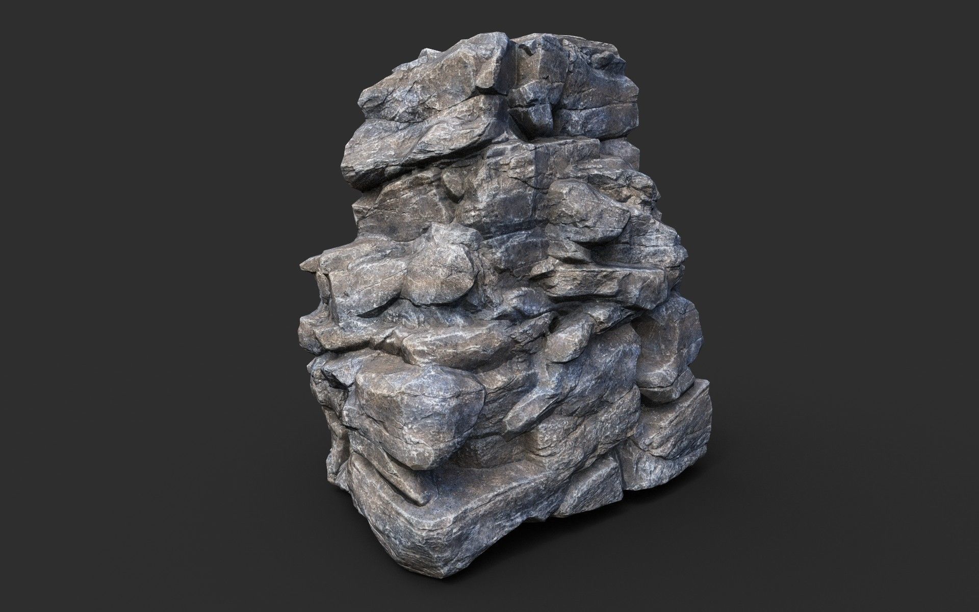 Low poly Gray Cliff Modular Rock 210417 Low-poly 3D model_8