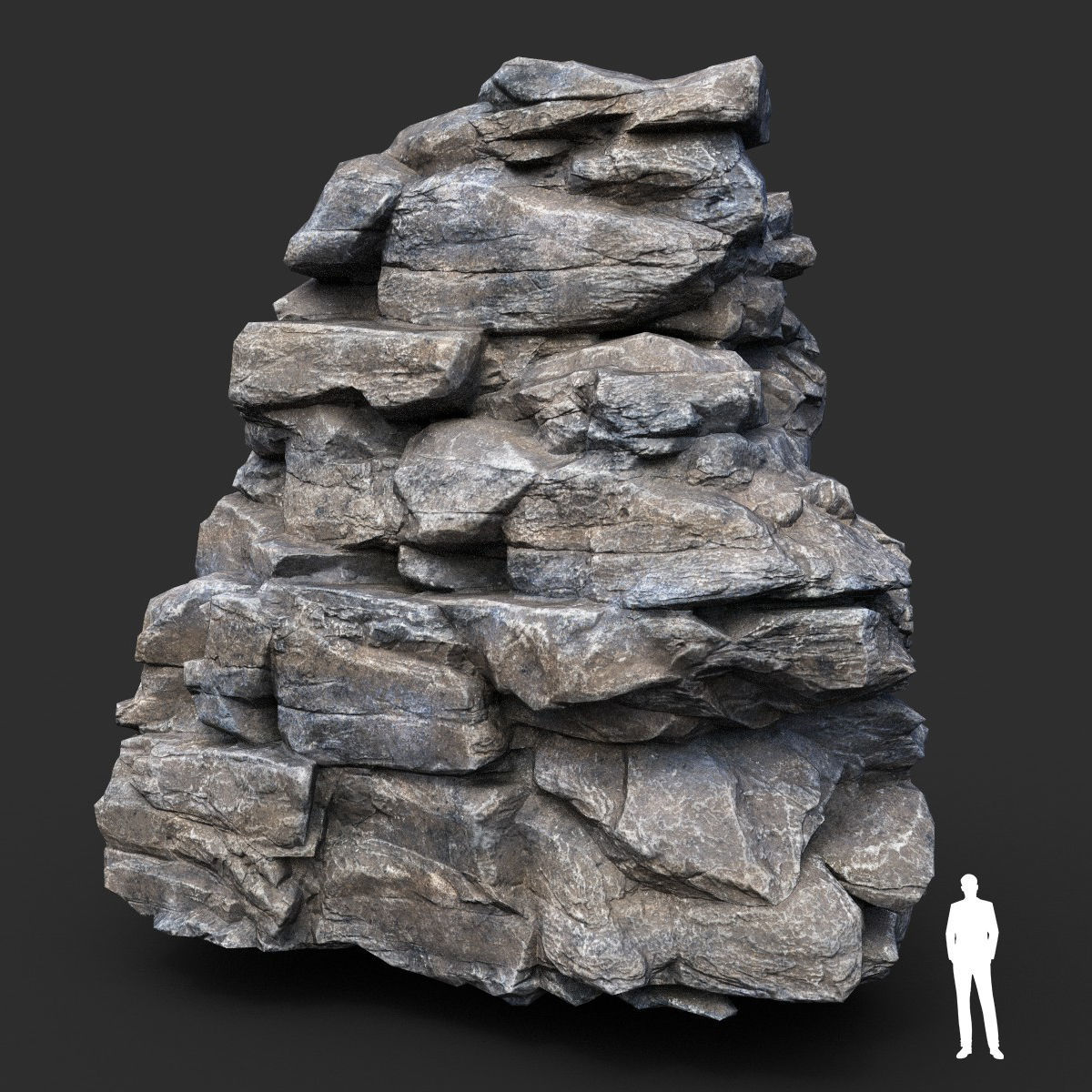 Low poly Gray Cliff Modular Rock 210417 Low-poly 3D model_16