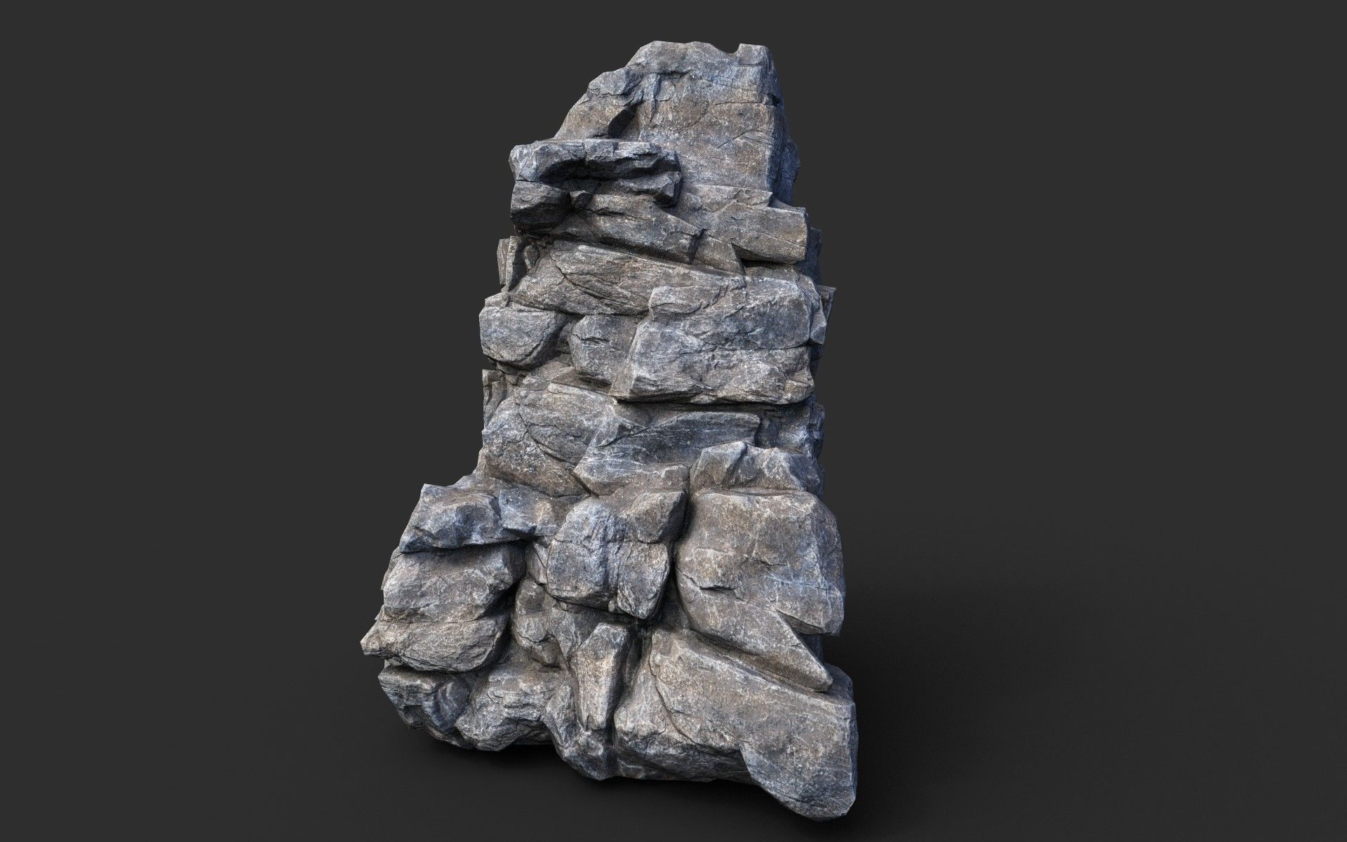 Low poly Gray Cliff Modular Rock 210417 Low-poly 3D model_2