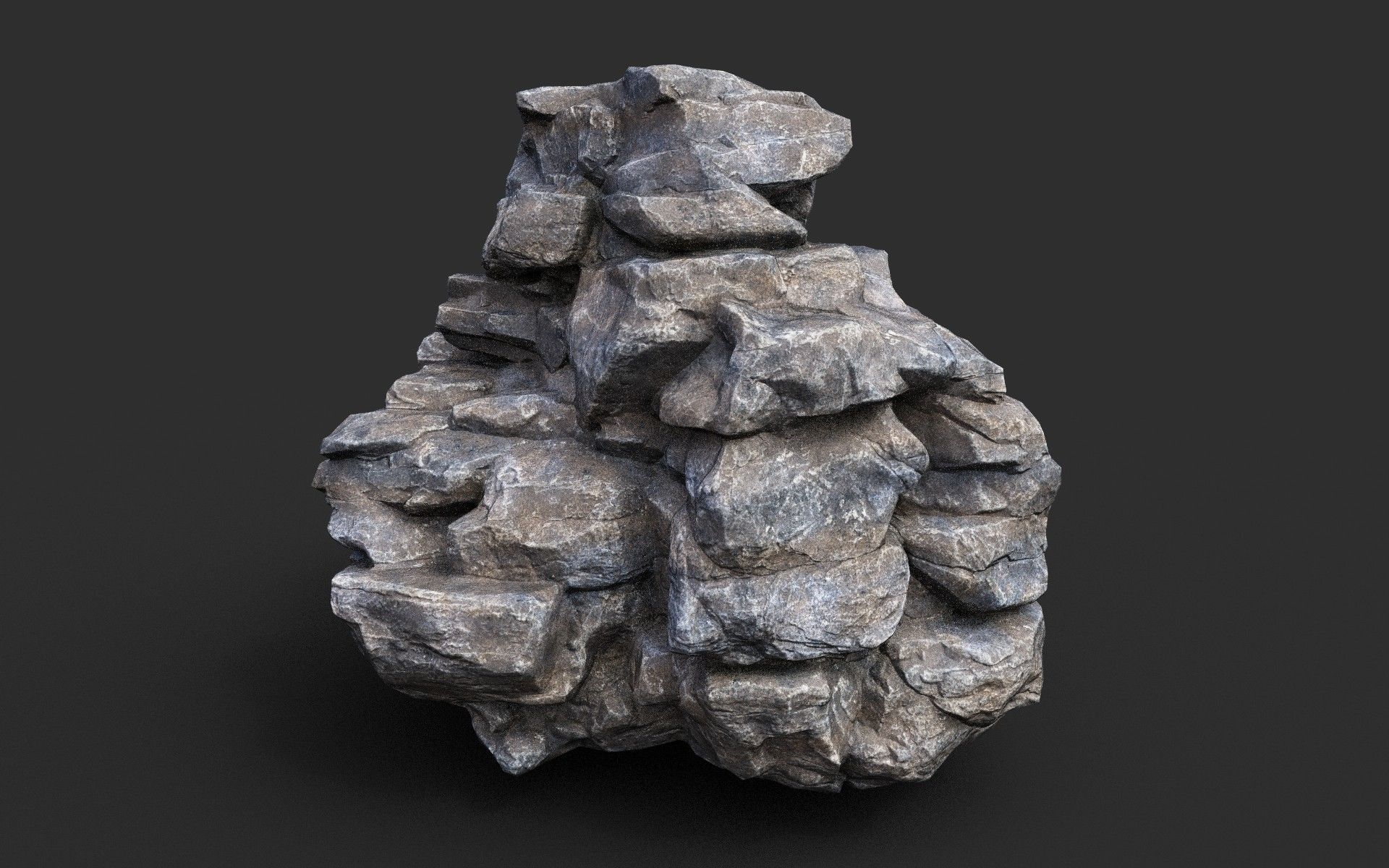 Low poly Gray Cliff Modular Rock 210417 Low-poly 3D model_48
