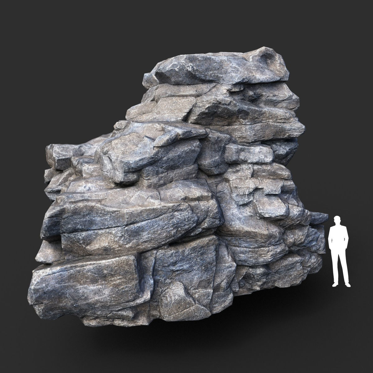 Low poly Gray Cliff Modular Rock 210417 Low-poly 3D model_11