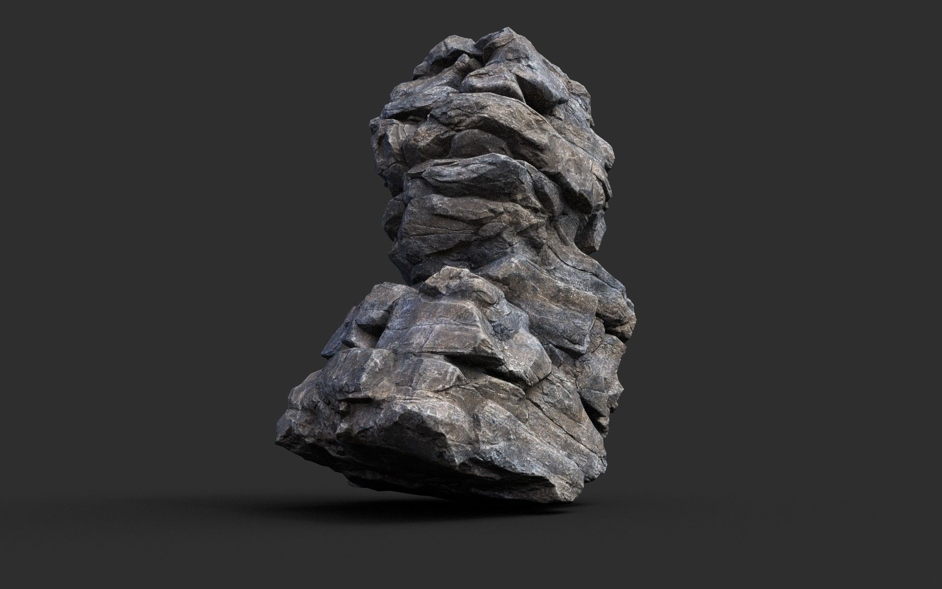 Low poly Gray Cliff Modular Rock 210417 Low-poly 3D model_42