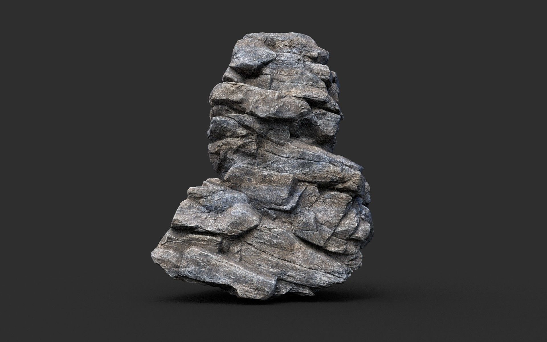 Low poly Gray Cliff Modular Rock 210417 Low-poly 3D model_43