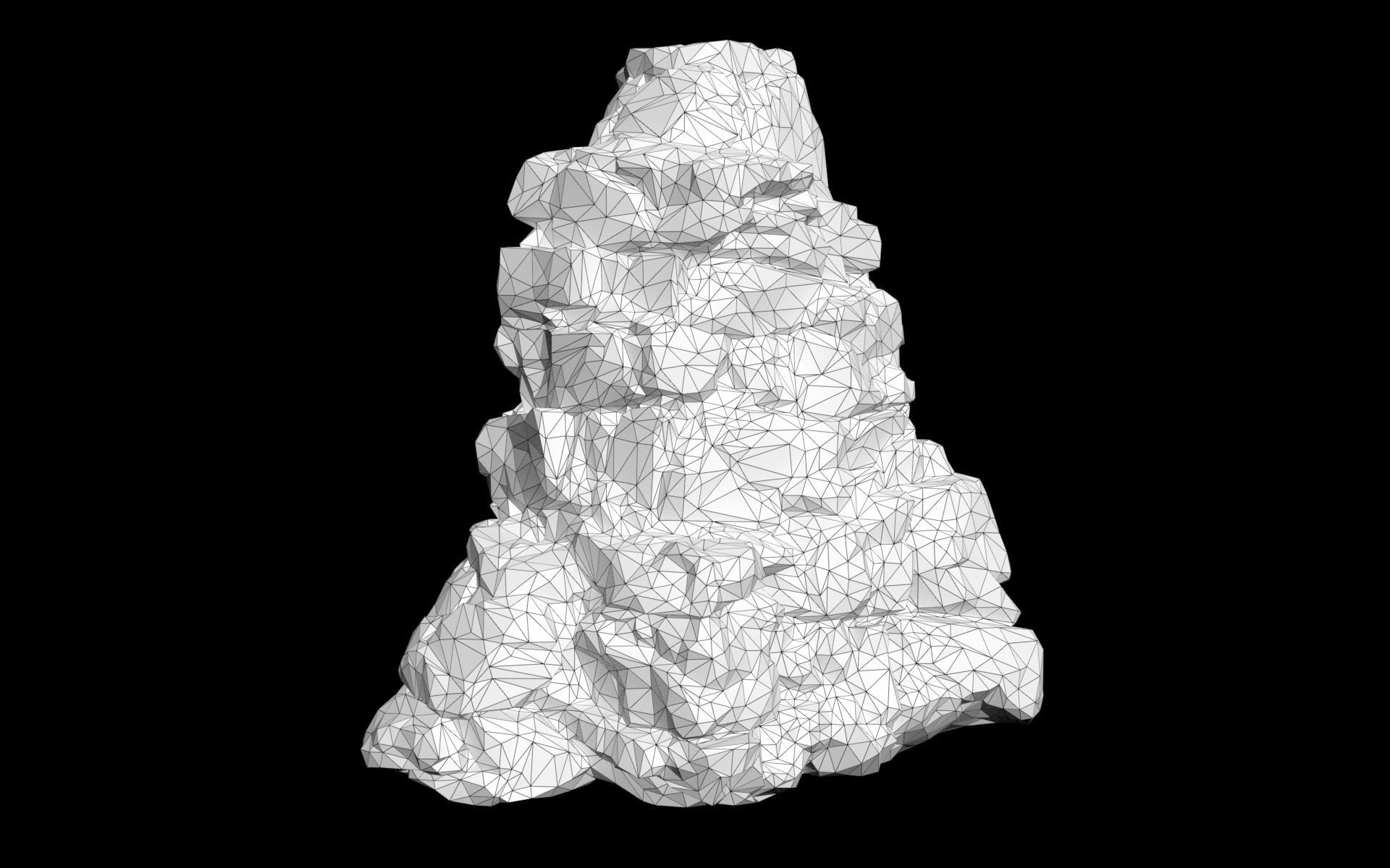 Low poly Gray Cliff Modular Rock 210417 Low-poly 3D model_5