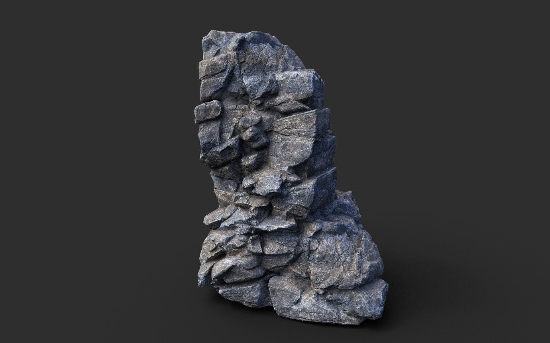 Low poly Gray Cliff Modular Rock 210417 Low-poly 3D model_4
