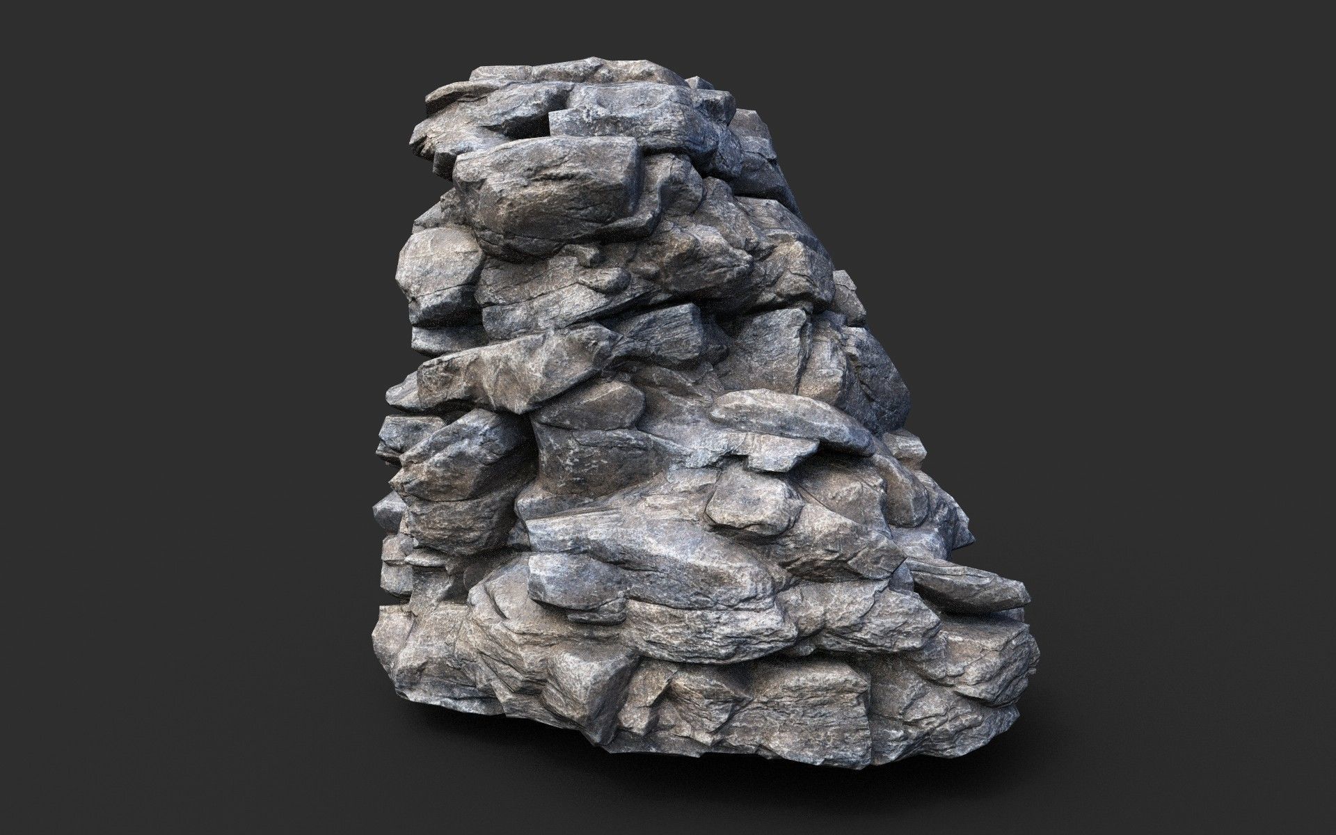 Low poly Gray Cliff Modular Rock 210417 Low-poly 3D model_18