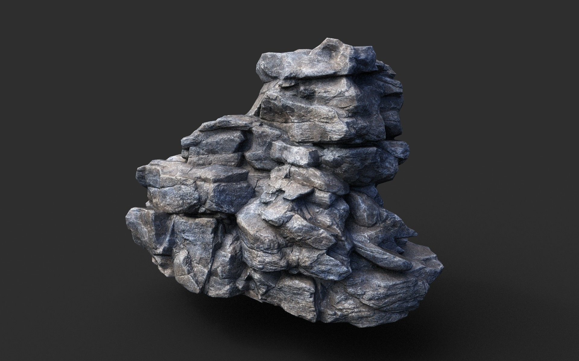 Low poly Gray Cliff Modular Rock 210417 Low-poly 3D model_12