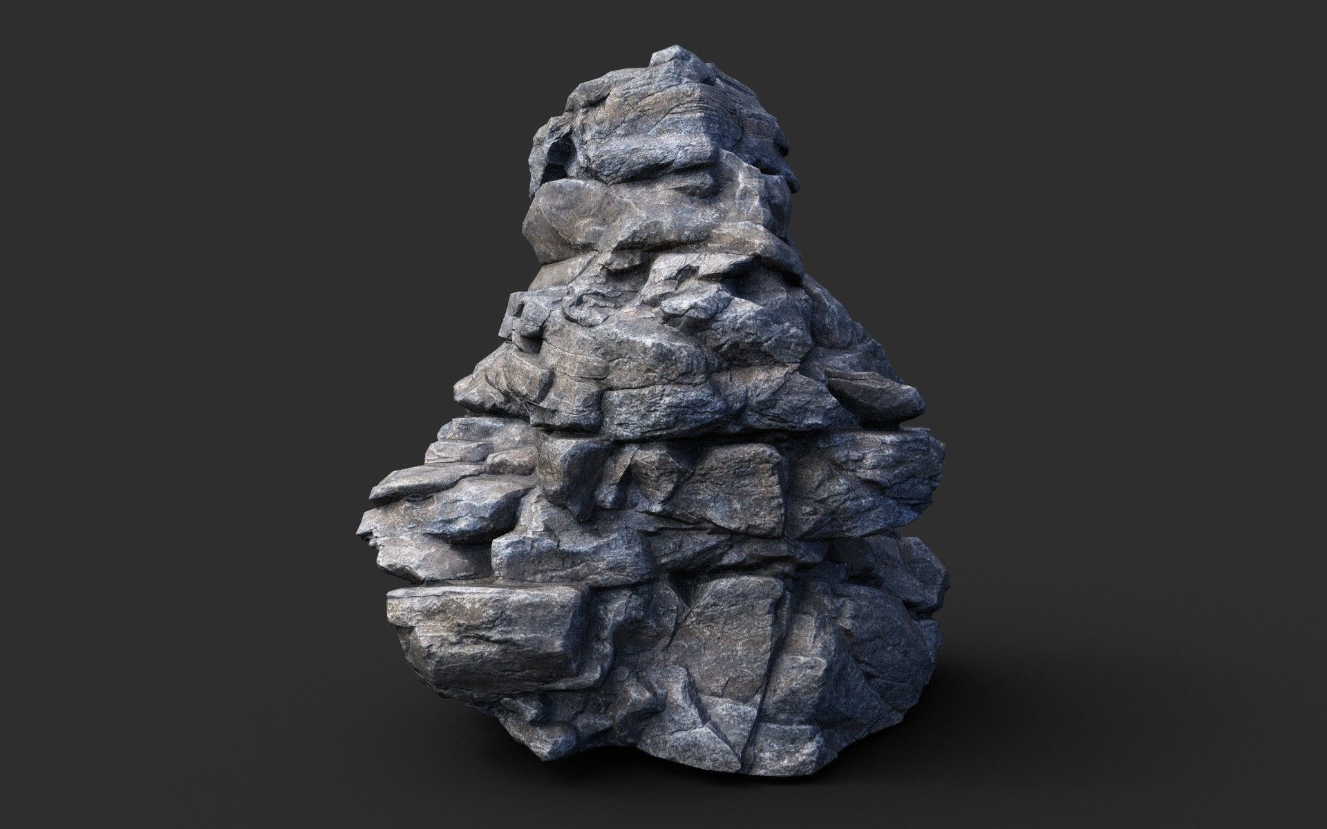 Low poly Gray Cliff Modular Rock 210417 Low-poly 3D model_23