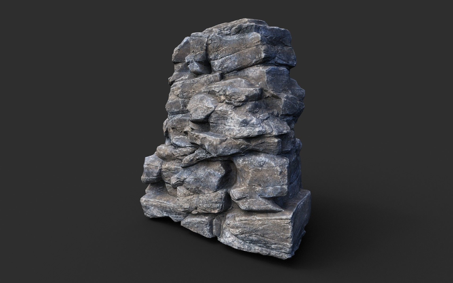 Low poly Gray Cliff Modular Rock 210417 Low-poly 3D model_9