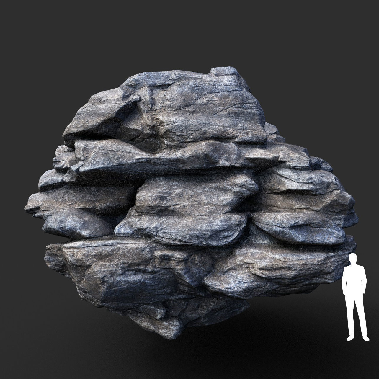 Low poly Gray Cliff Modular Rock 210417 Low-poly 3D model_31