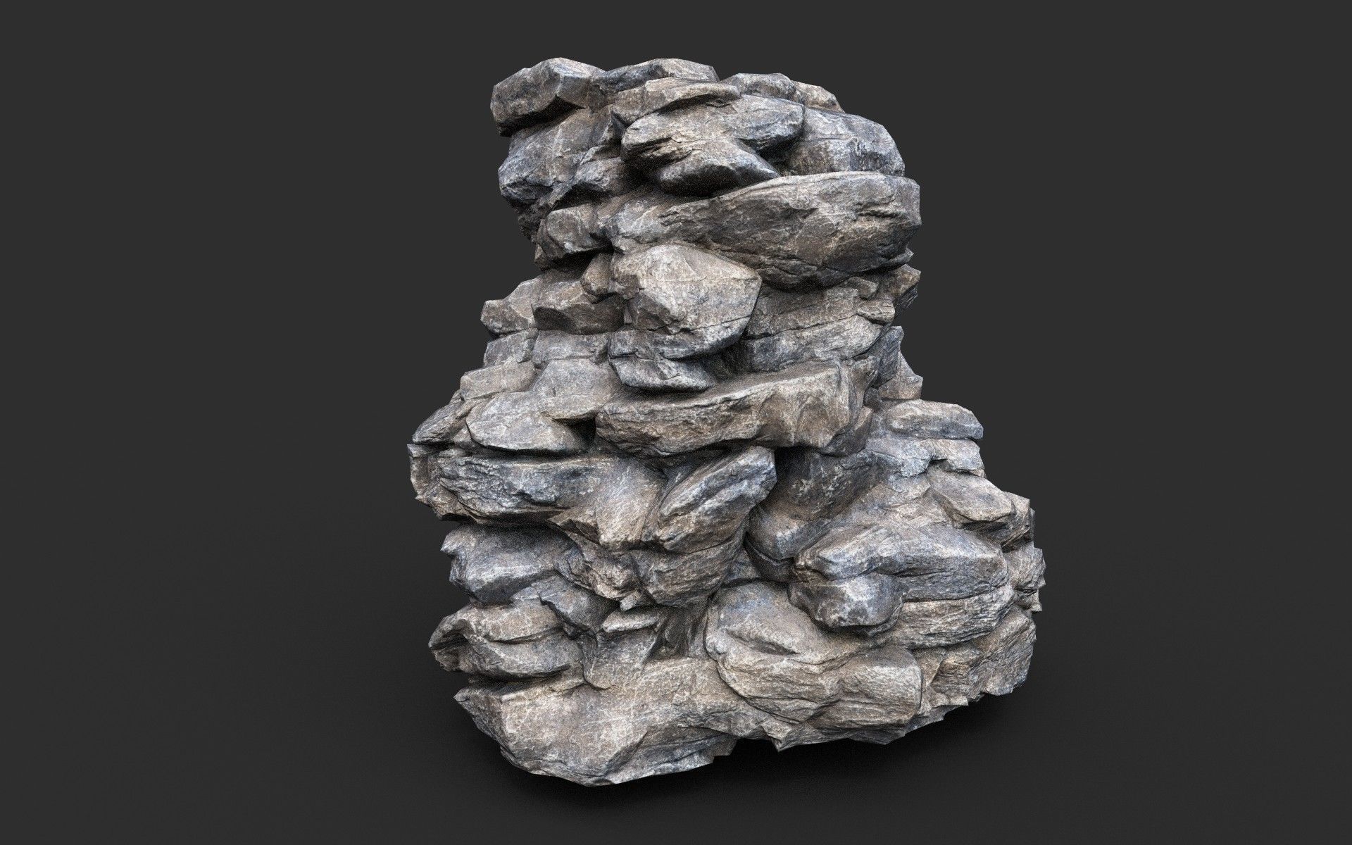 Low poly Gray Cliff Modular Rock 210417 Low-poly 3D model_19