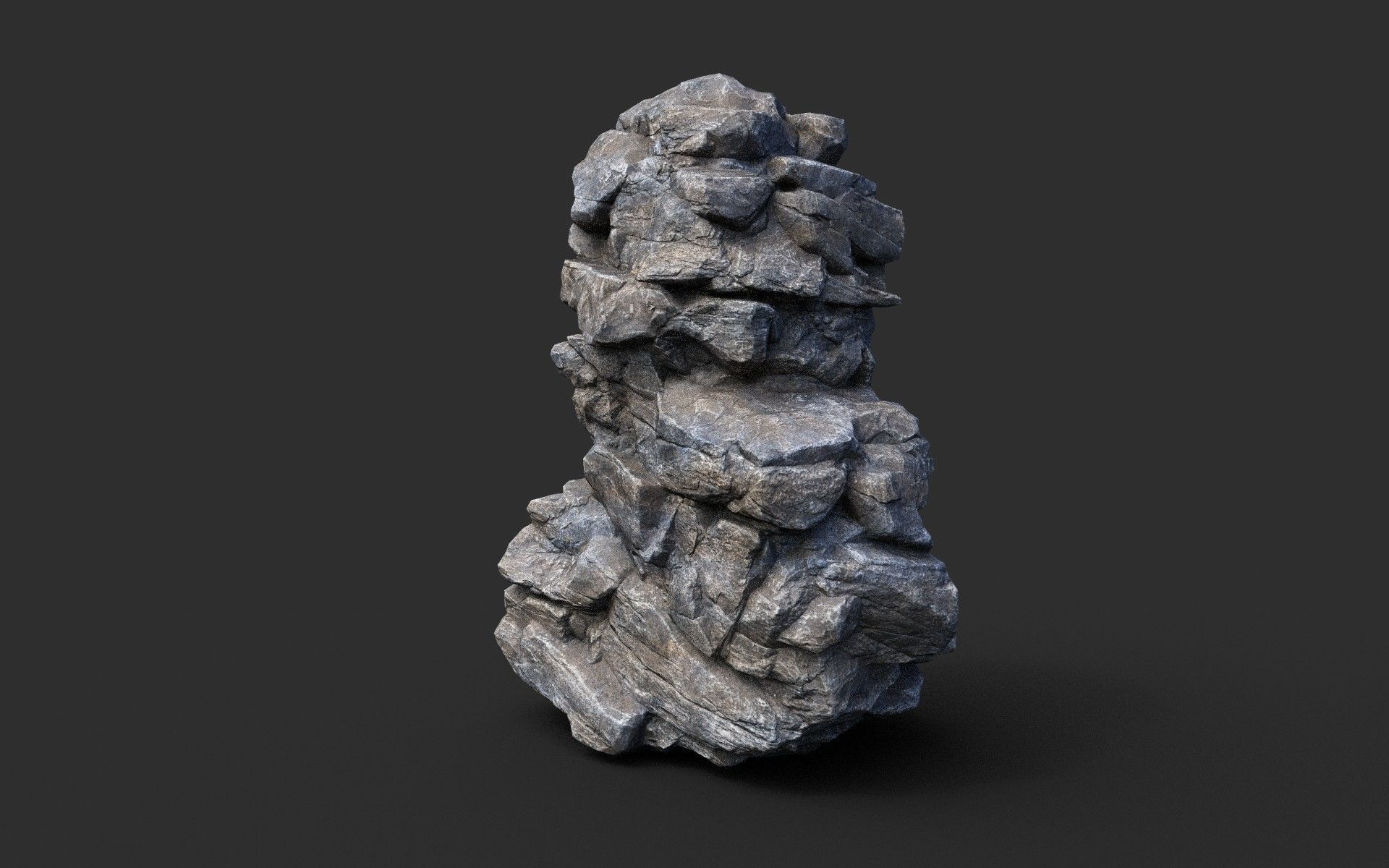 Low poly Gray Cliff Modular Rock 210417 Low-poly 3D model_44