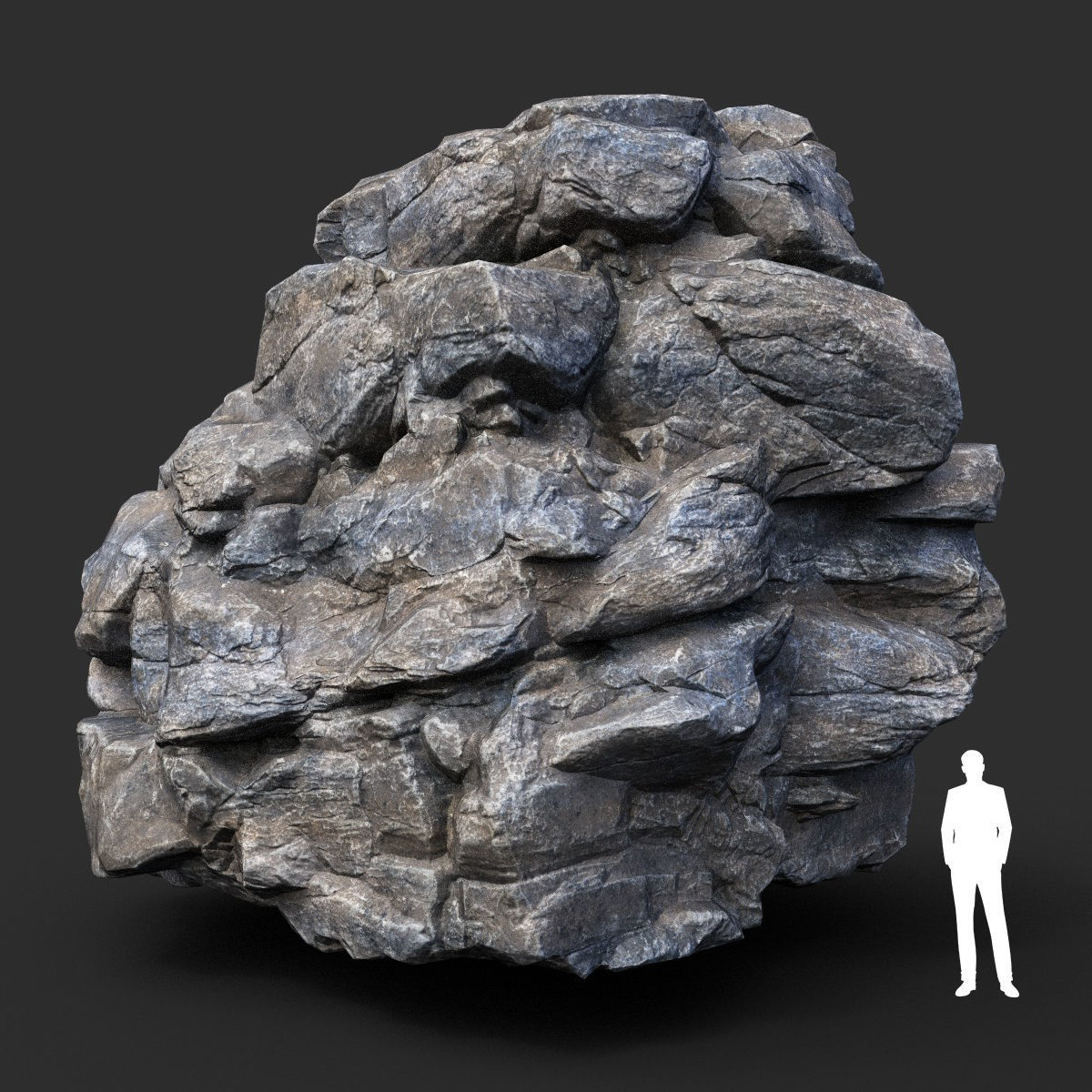 Low poly Gray Cliff Modular Rock 210417 Low-poly 3D model_46