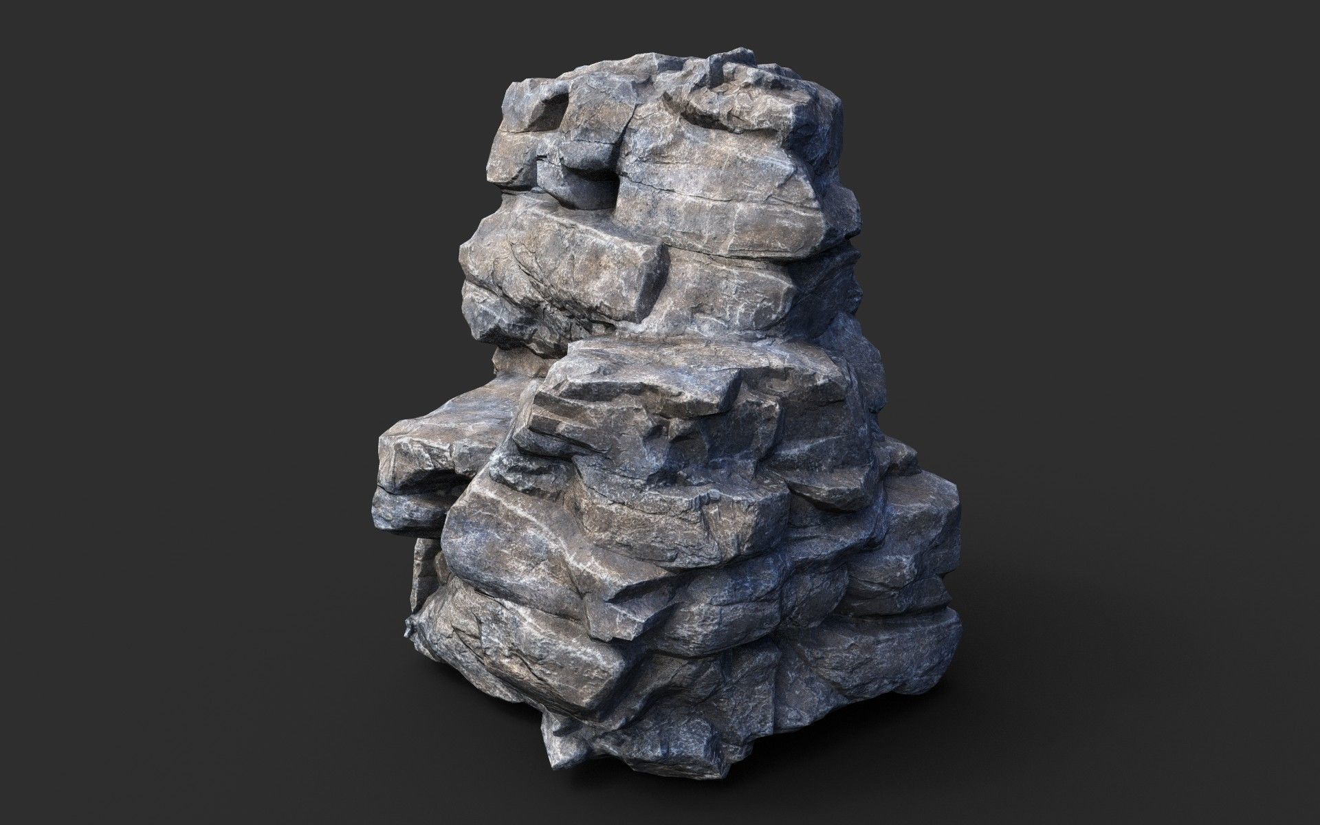 Low poly Gray Cliff Modular Rock 210417 Low-poly 3D model_7