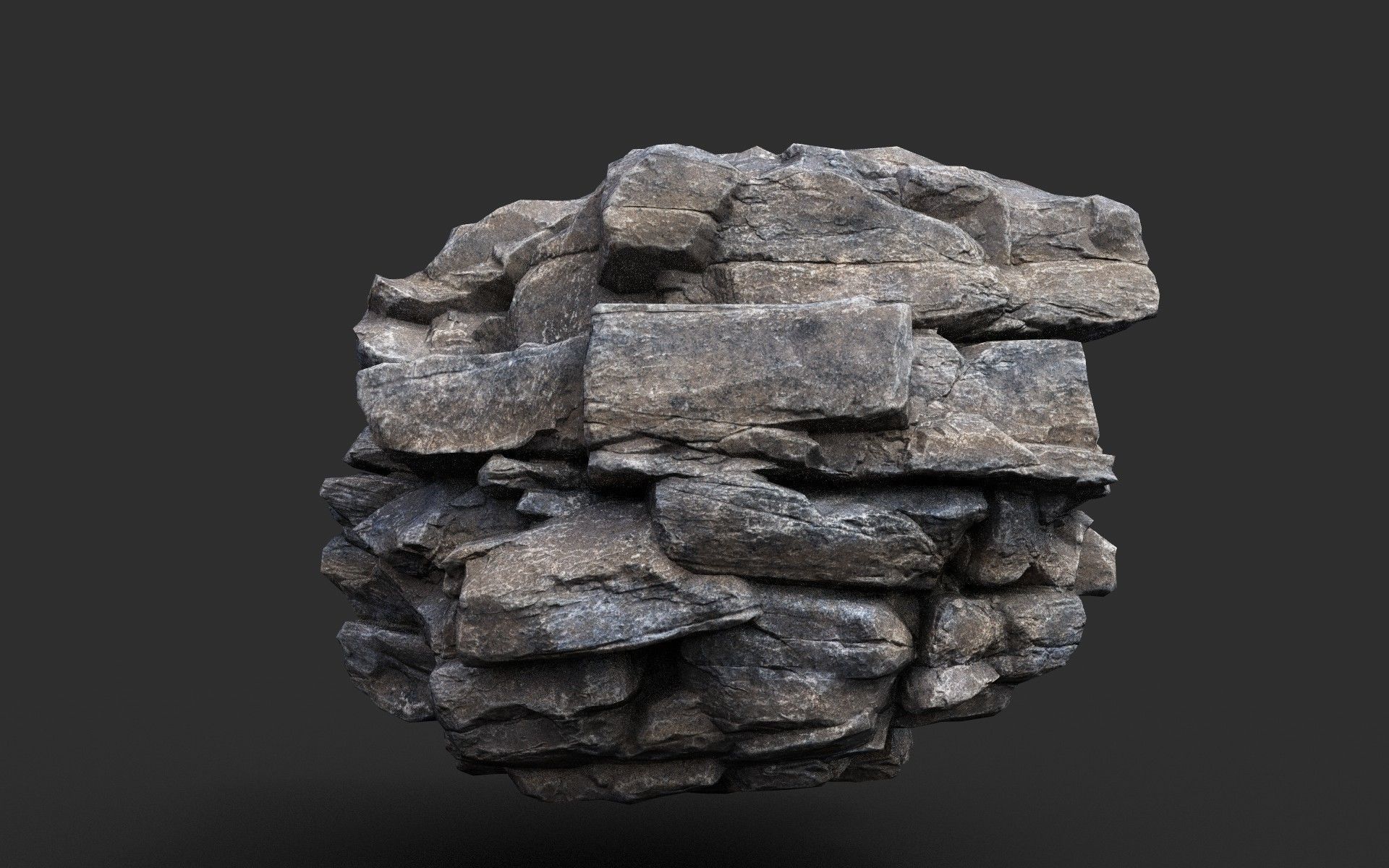 Low poly Gray Cliff Modular Rock 210417 Low-poly 3D model_38