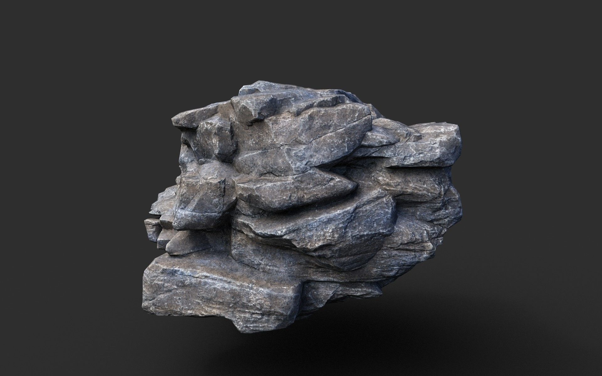 Low poly Gray Cliff Modular Rock 210417 Low-poly 3D model_34