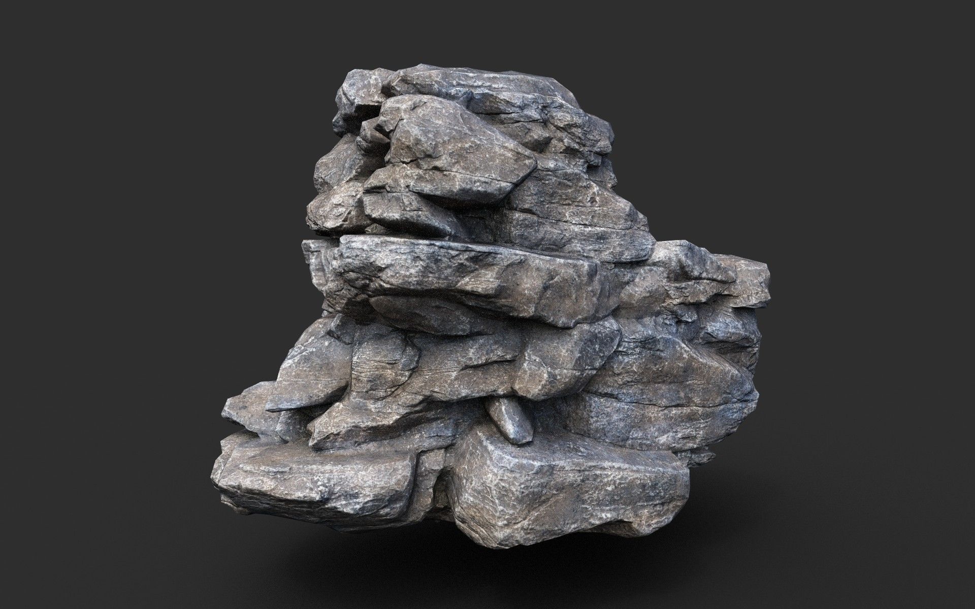 Low poly Gray Cliff Modular Rock 210417 Low-poly 3D model_13