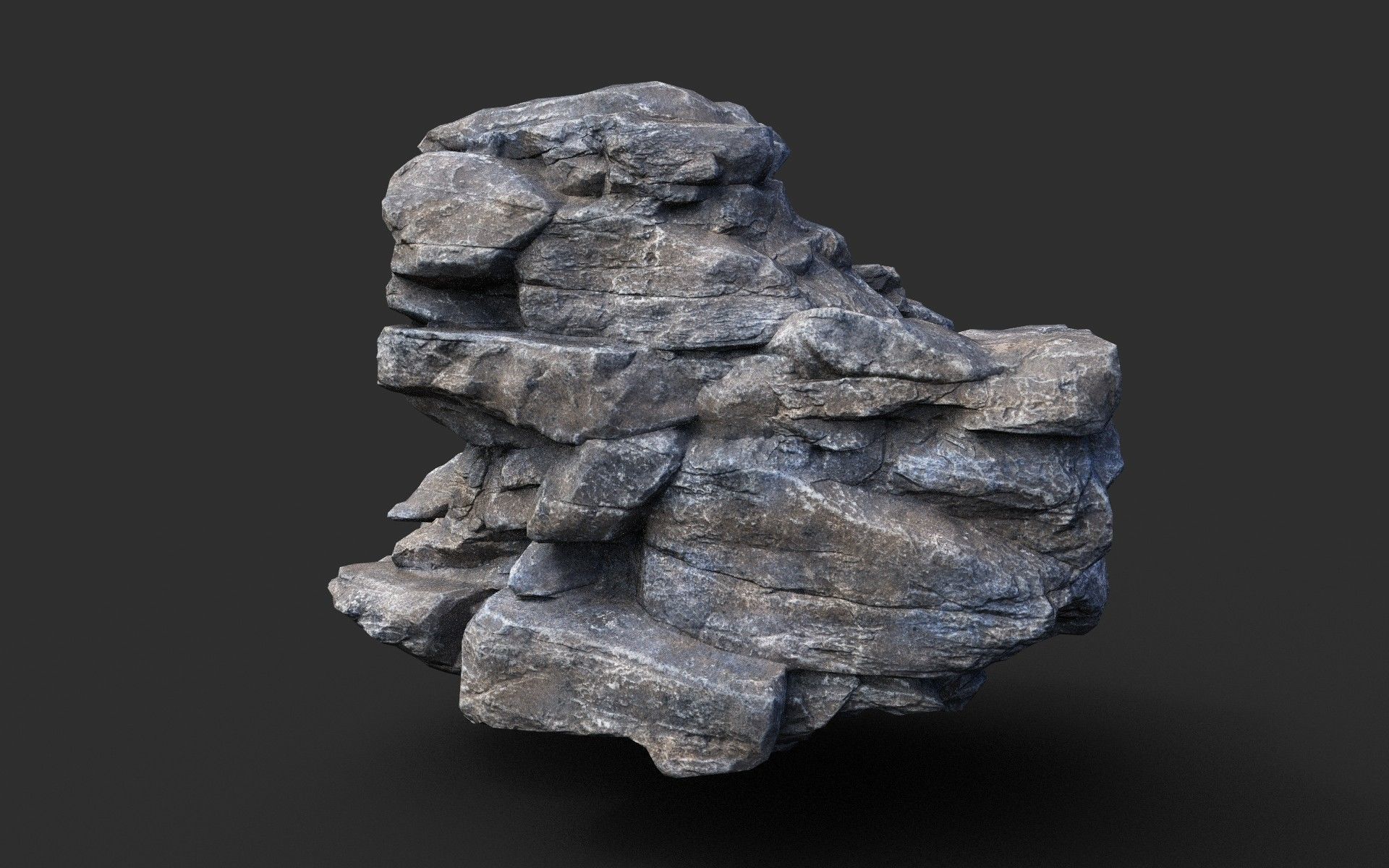 Low poly Gray Cliff Modular Rock 210417 Low-poly 3D model_14