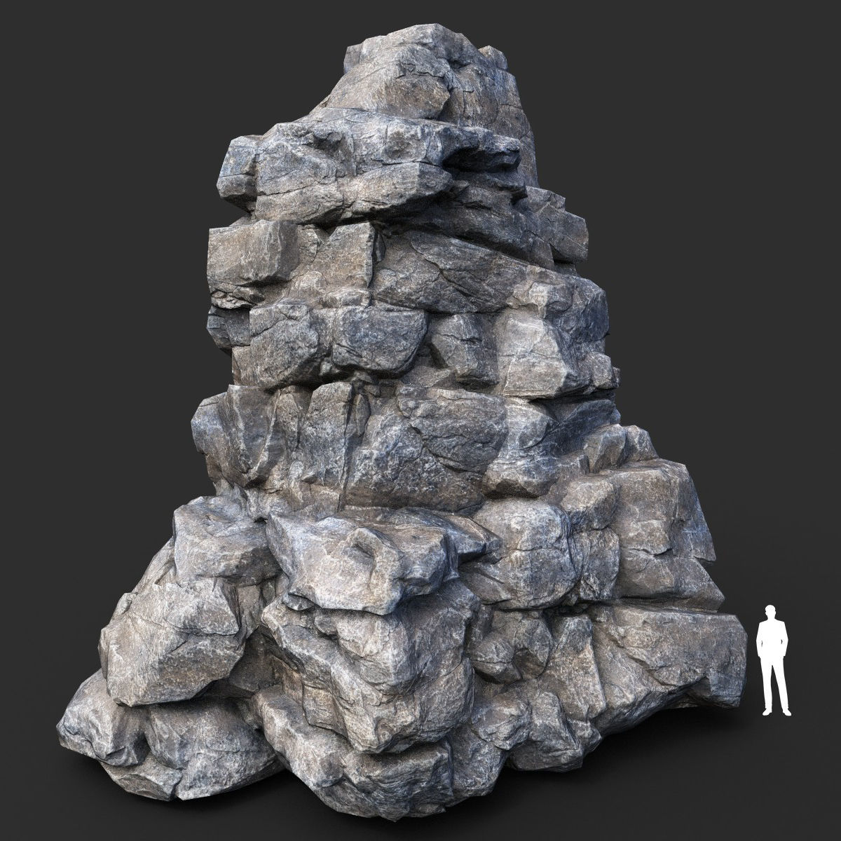 Low poly Gray Cliff Modular Rock 210417 Low-poly 3D model_1