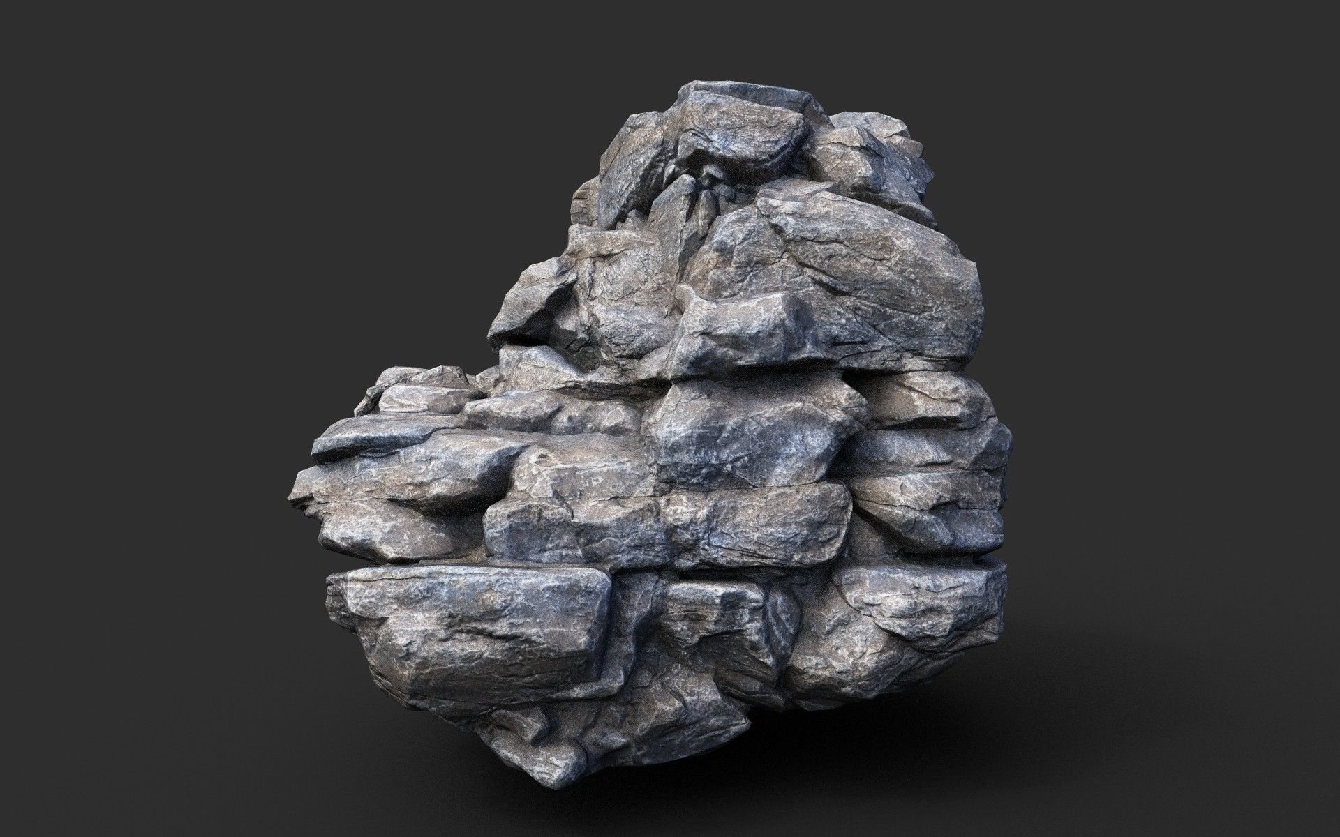 Low poly Gray Cliff Modular Rock 210417 Low-poly 3D model_28