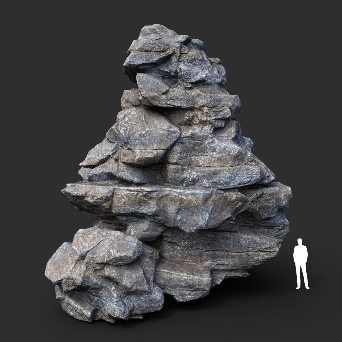 Low poly Gray Cliff Modular Rock 210417 Low-poly 3D model_21