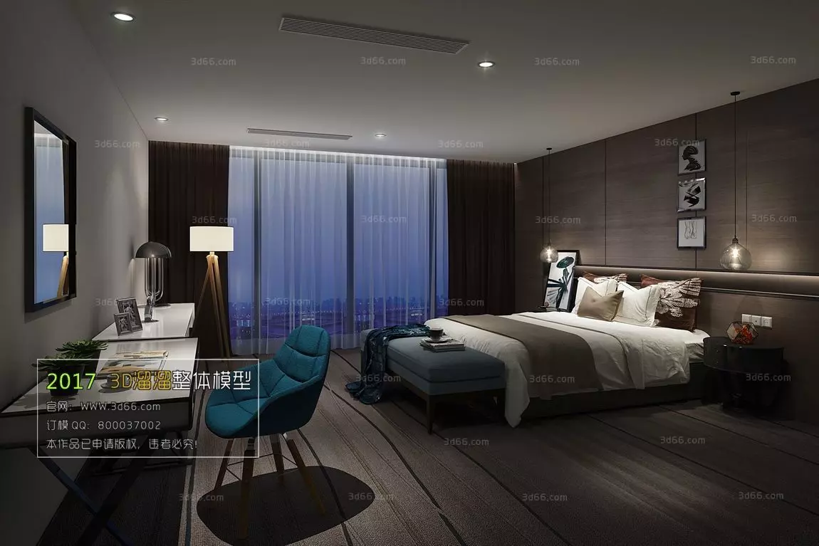 Morden Double Bed Free 3D model
