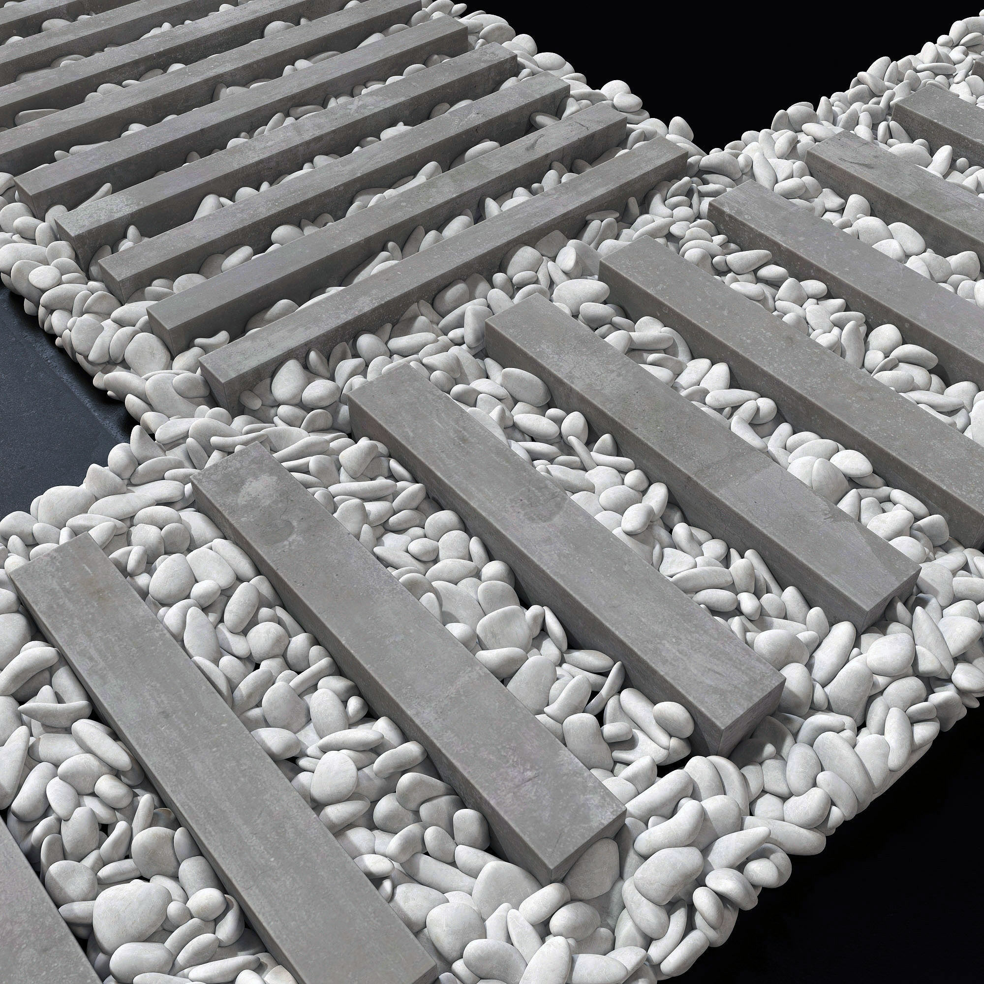 Paving road plate stone pebble n1 3D model_3