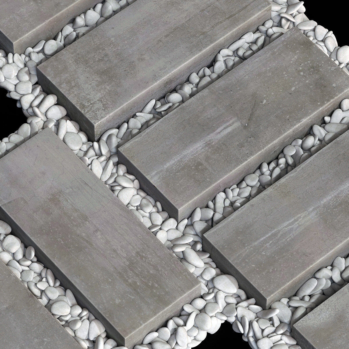 Paving road plate stone pebble n1 3D model_2