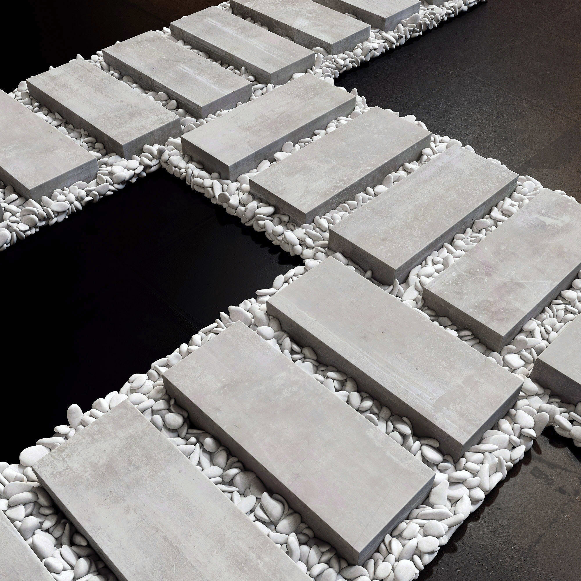 Paving road plate stone pebble n1 3D model_5