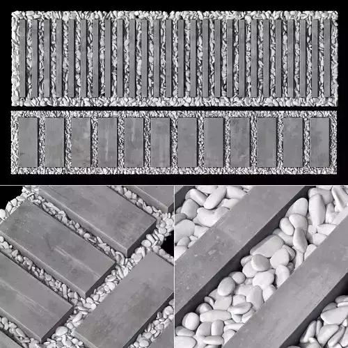 Paving road plate stone pebble n1 3D model