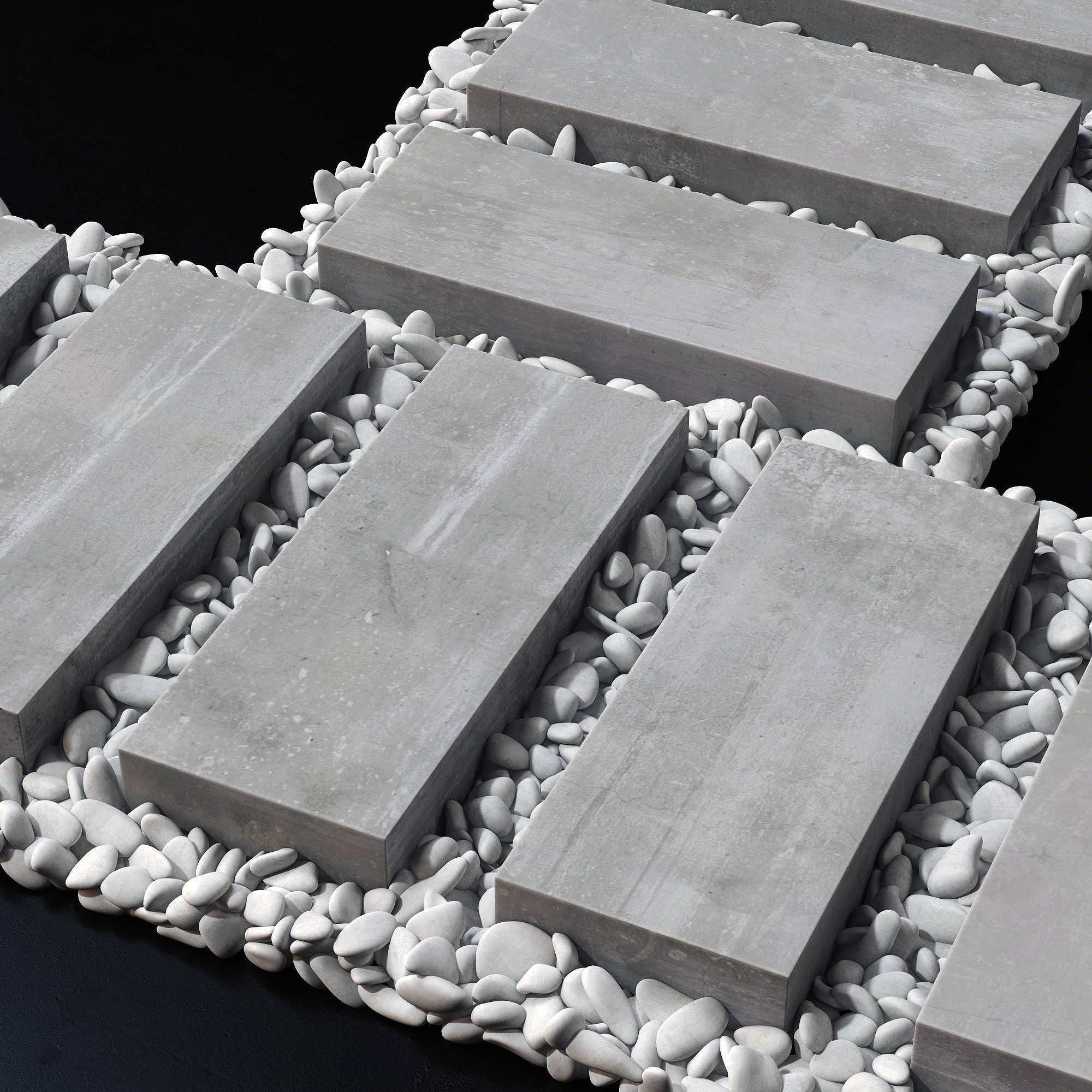 Paving road plate stone pebble n1 3D model_1