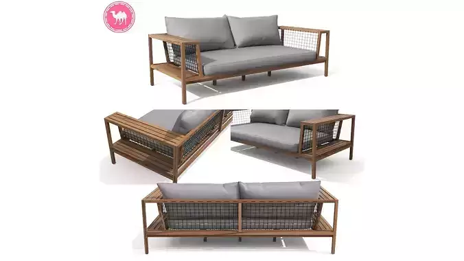 Callais Taupe Gray Sofa Low-poly 3D model
