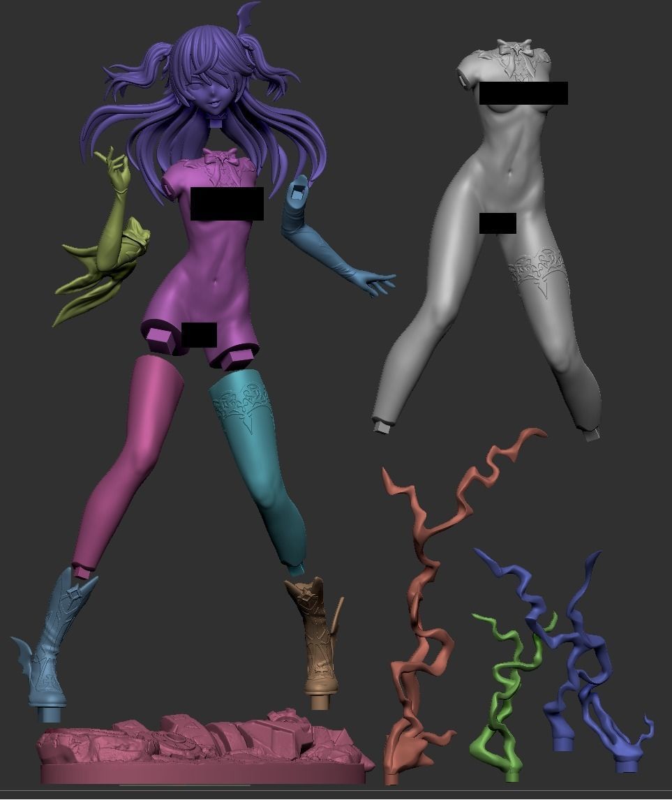 Fischl Genshin Impact NUDE 3D print model  3D print model_3