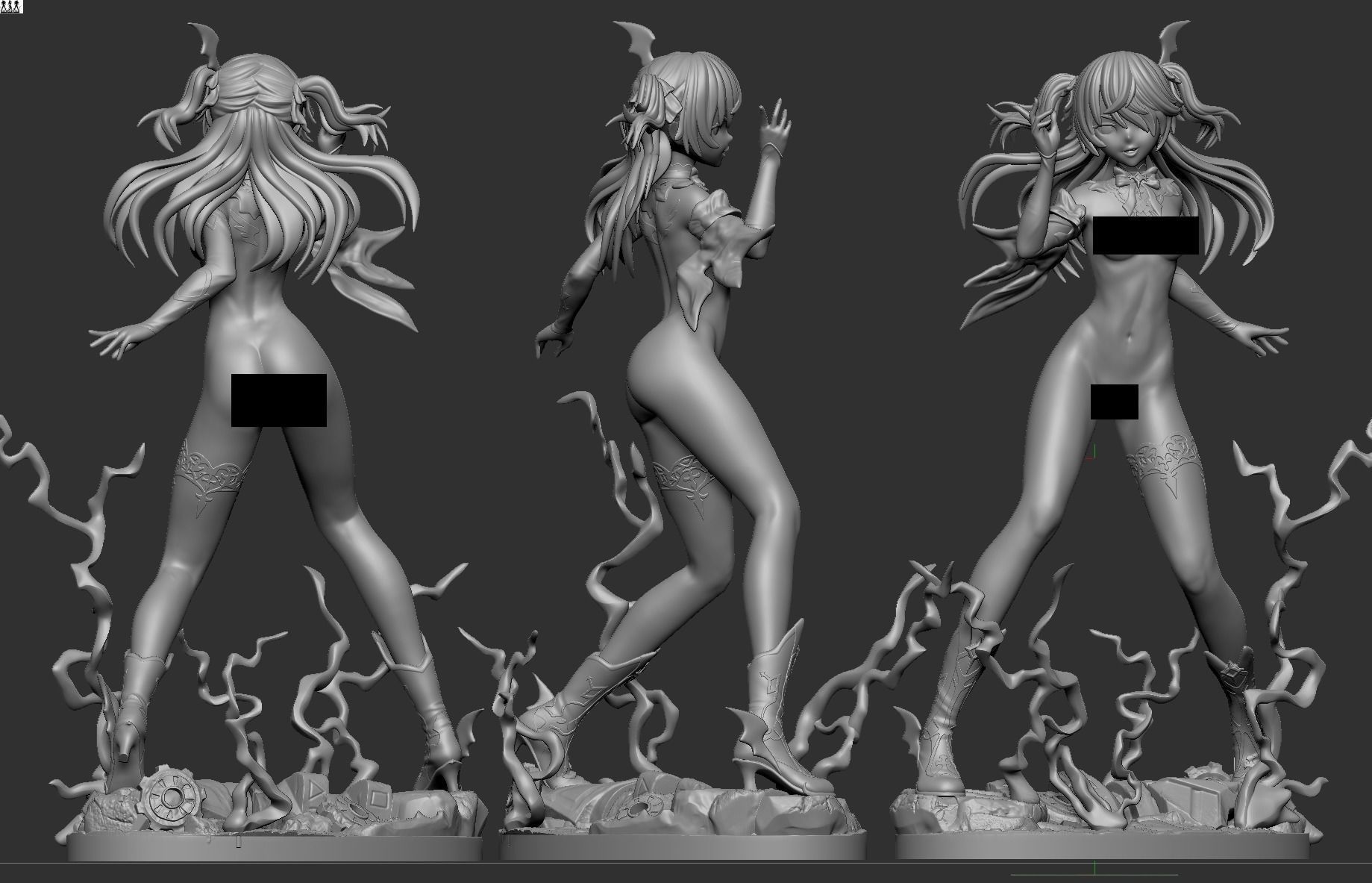 Fischl Genshin Impact NUDE 3D print model  3D print model_1