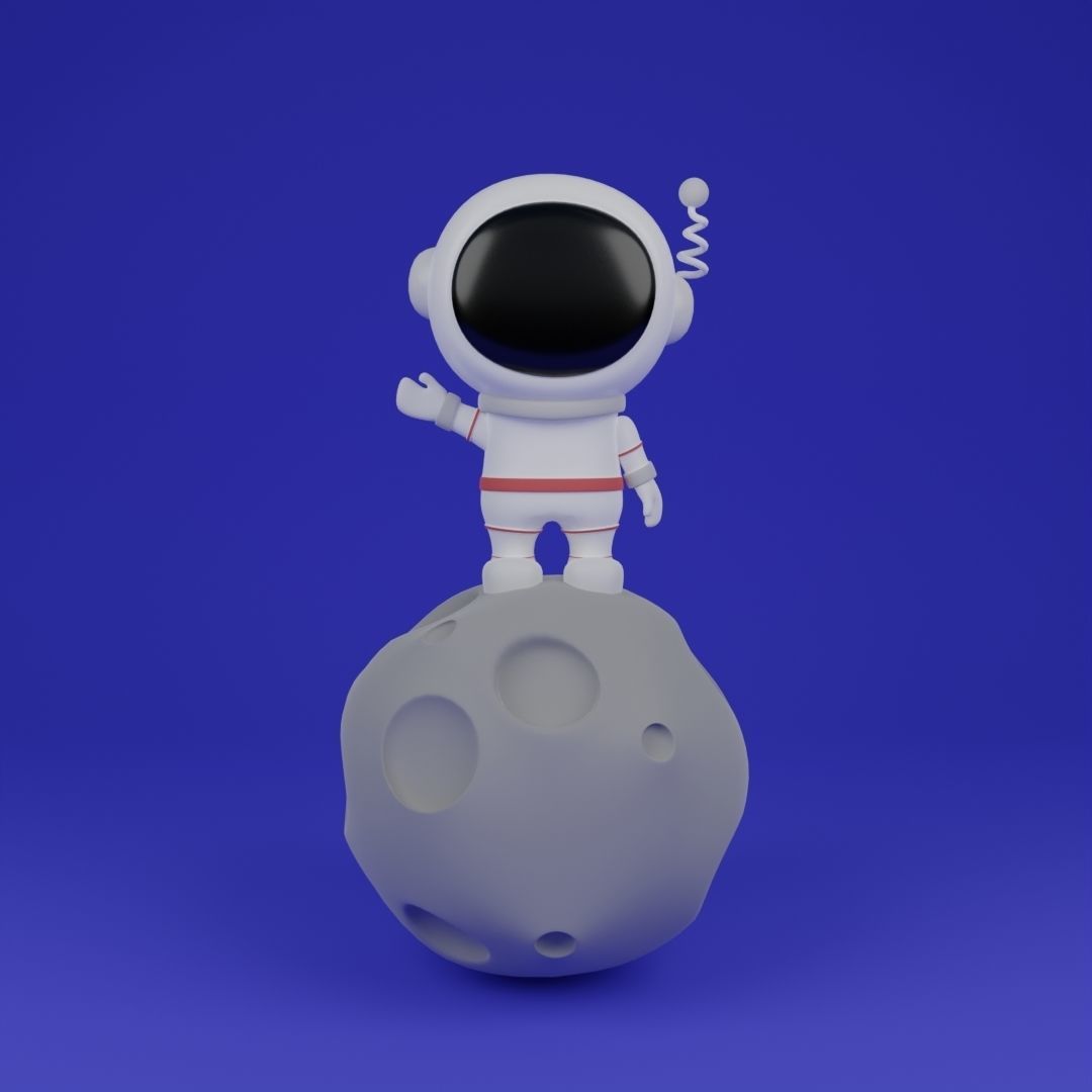 Astronaut on moon 3D model_2