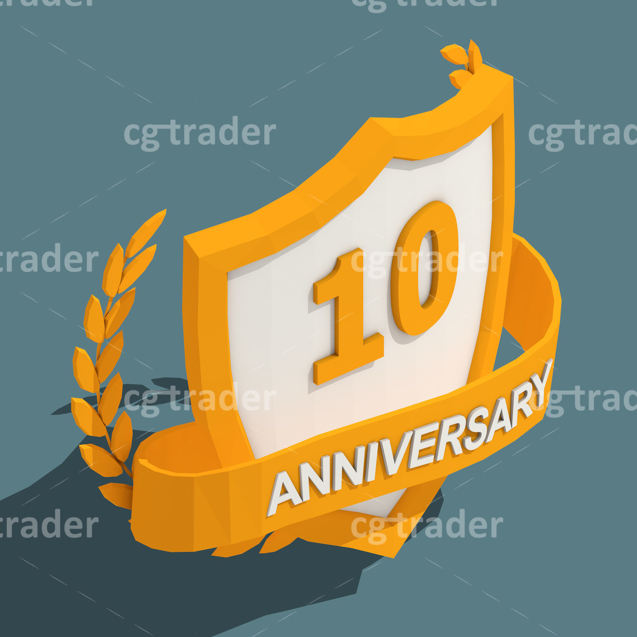 Low Poly Anniversary Medal Isometric Icon Low-poly 3D model_9