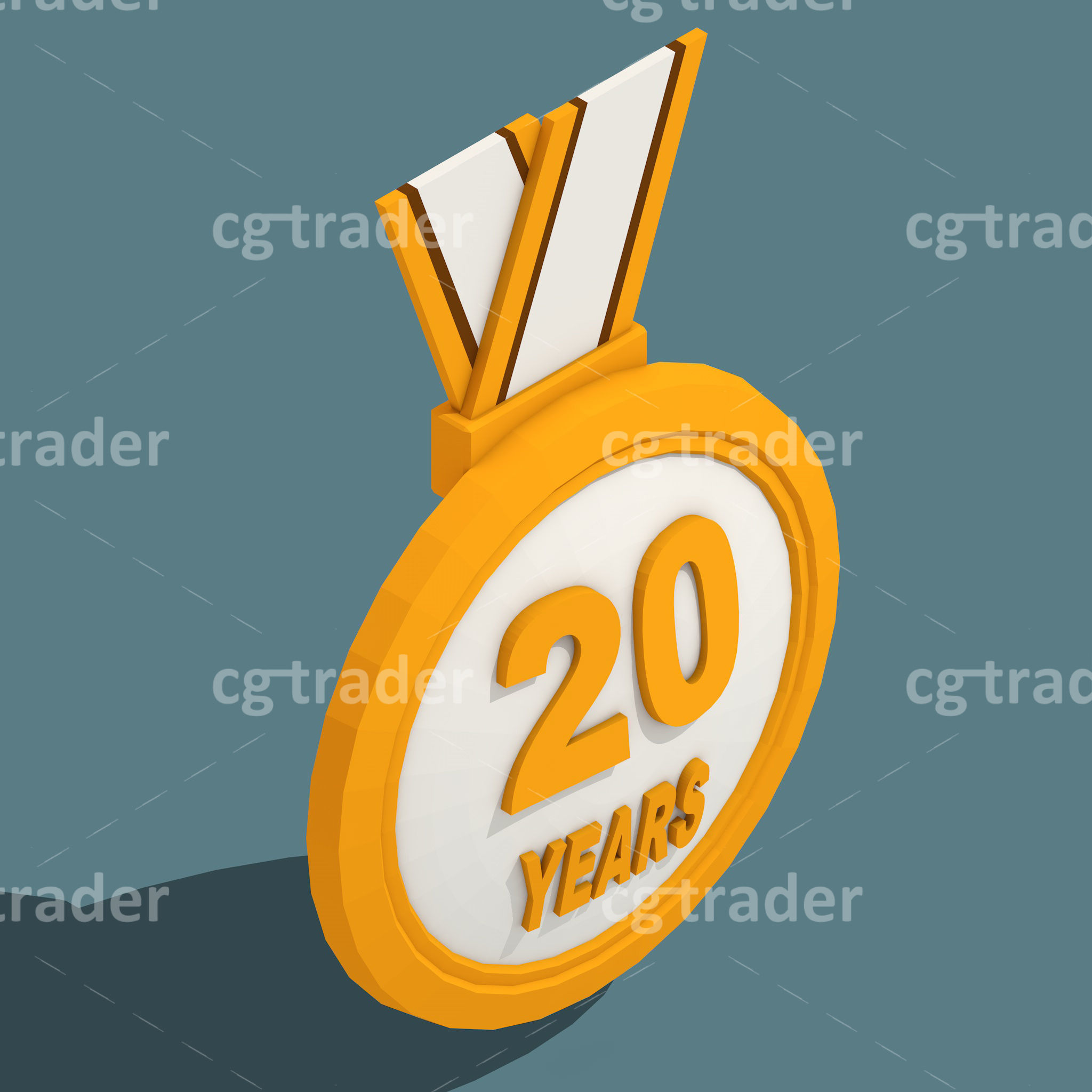 Low Poly Anniversary Medal Isometric Icon Low-poly 3D model_7
