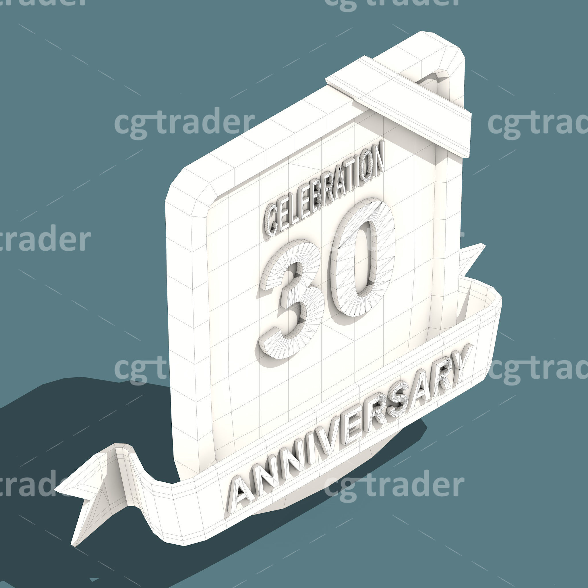 Low Poly Anniversary Medal Isometric Icon Low-poly 3D model_6