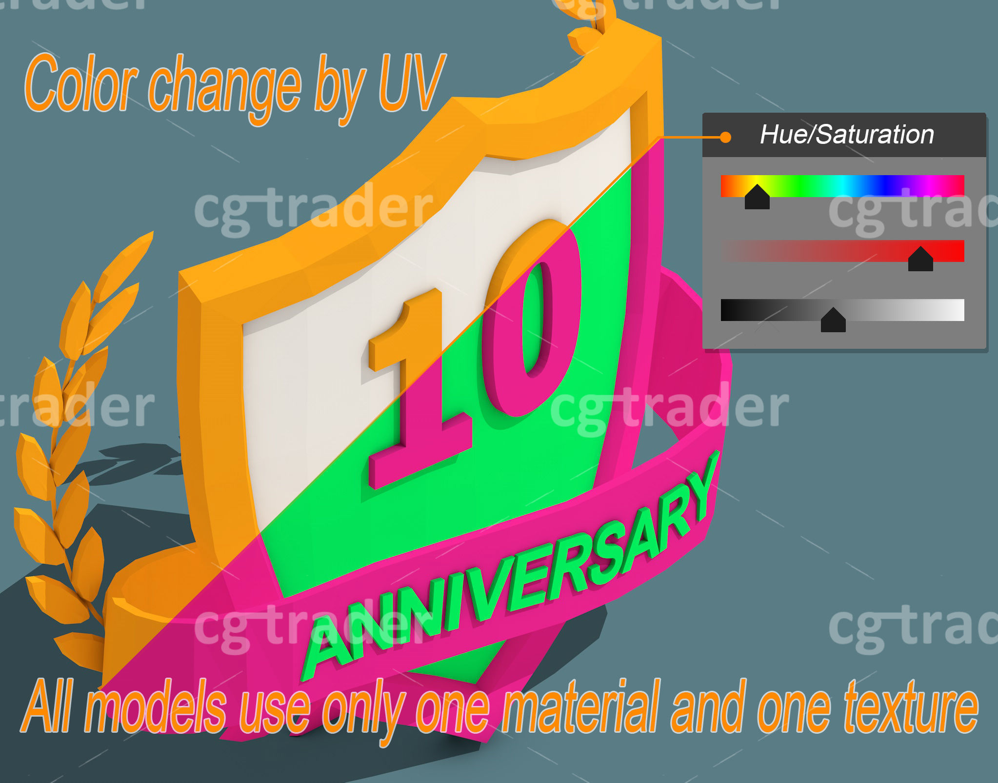 Low Poly Anniversary Medal Isometric Icon Low-poly 3D model_3