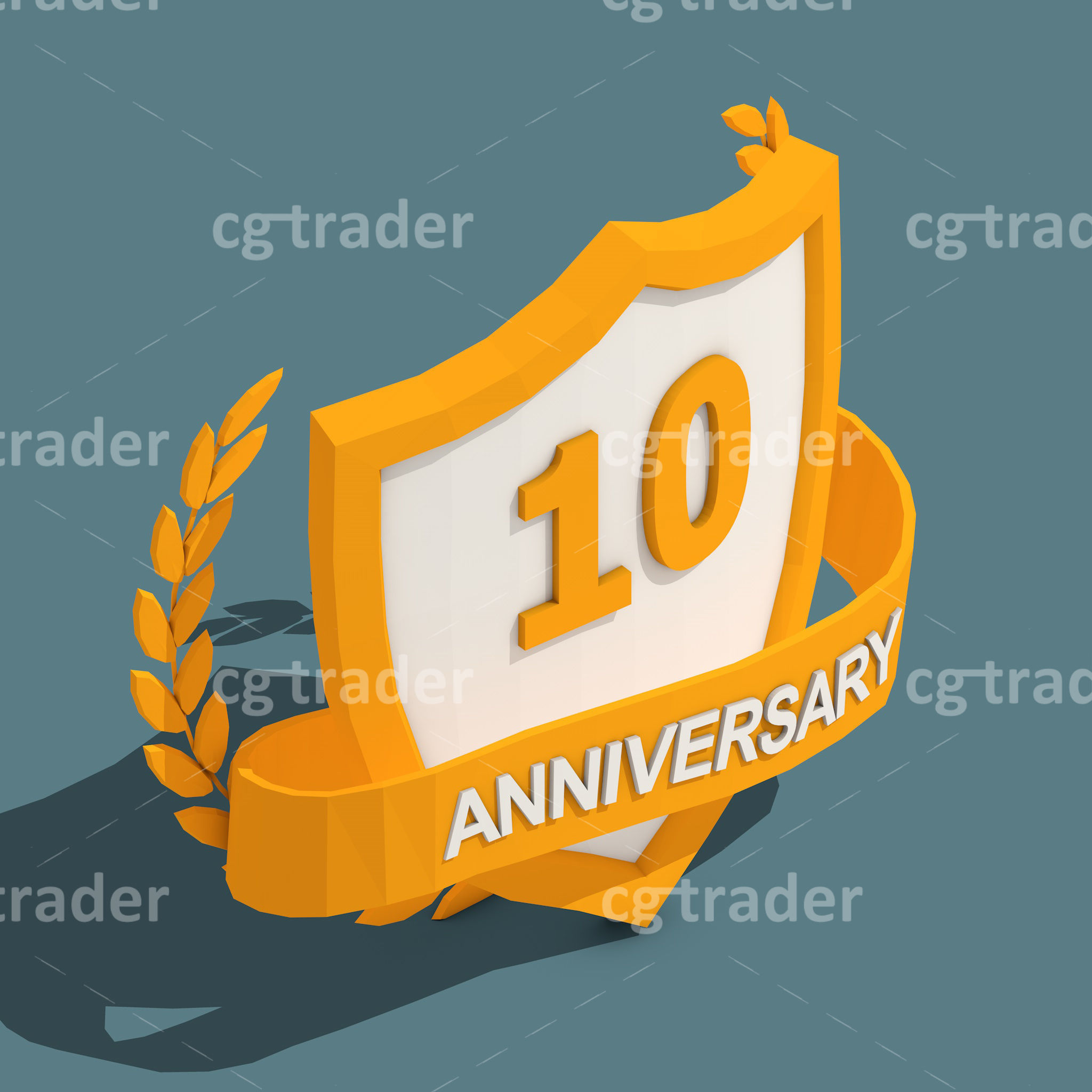 Low Poly Anniversary Medal Isometric Icon Low-poly 3D model_31