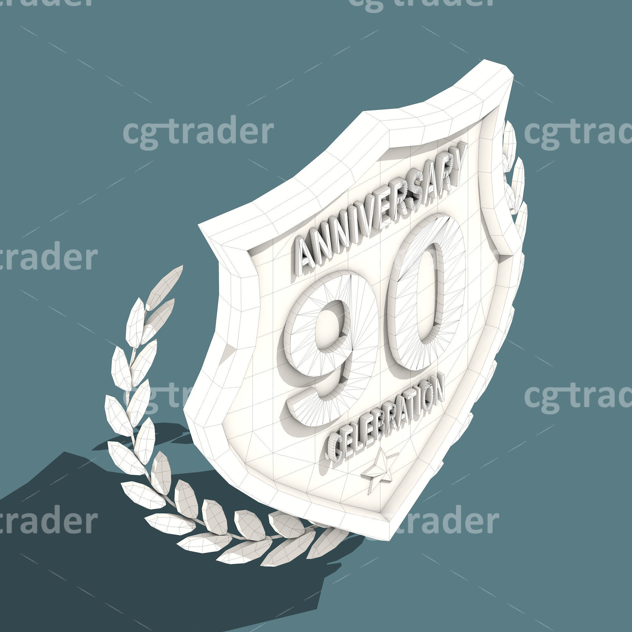 Low Poly Anniversary Medal Isometric Icon Low-poly 3D model_30