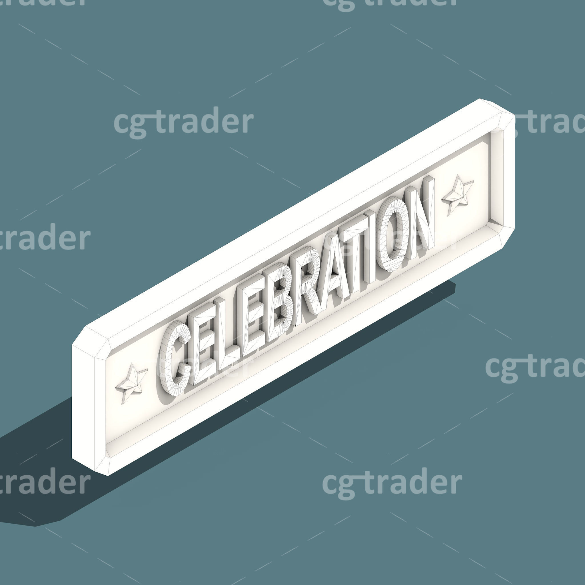 Low Poly Anniversary Medal Isometric Icon Low-poly 3D model_24