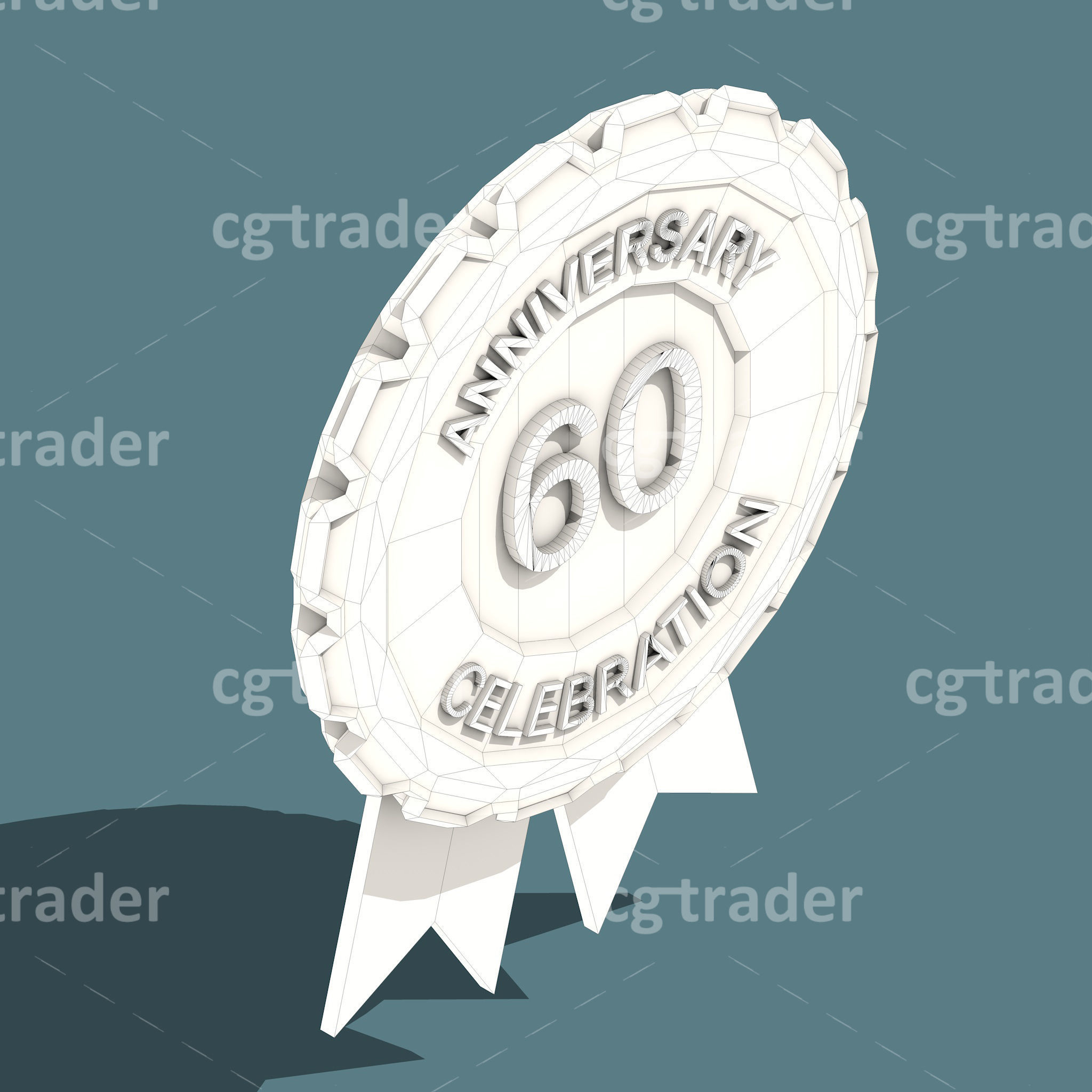 Low Poly Anniversary Medal Isometric Icon Low-poly 3D model_26