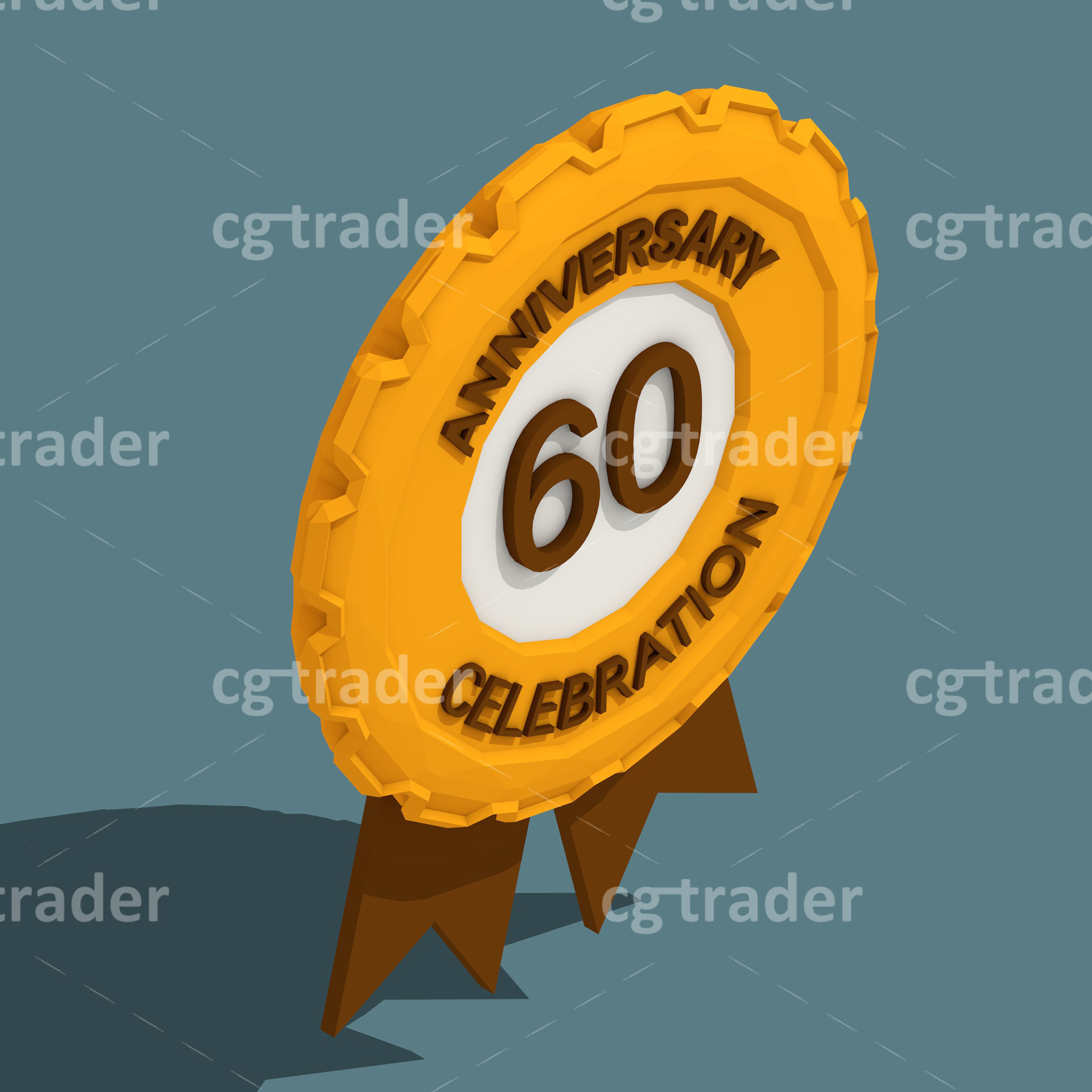 Low Poly Anniversary Medal Isometric Icon Low-poly 3D model_25