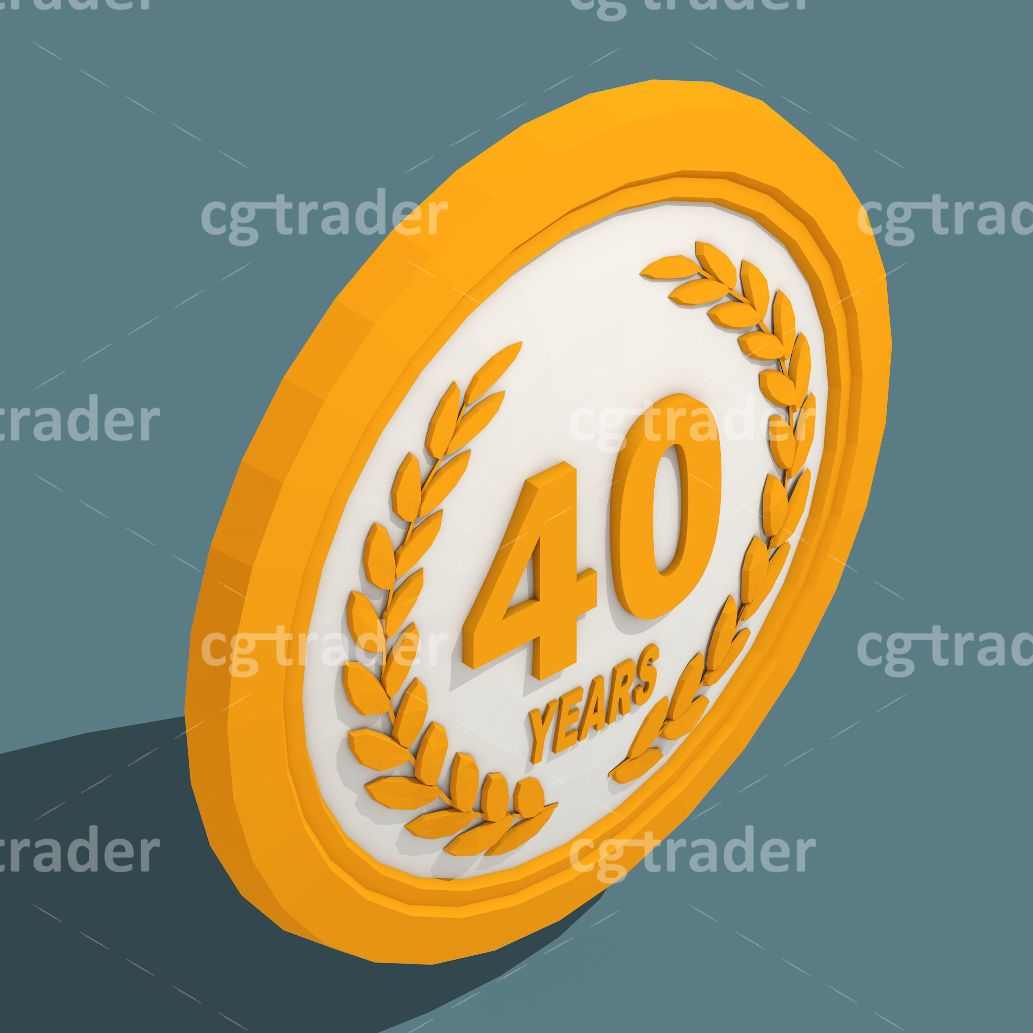 Low Poly Anniversary Medal Isometric Icon Low-poly 3D model_11