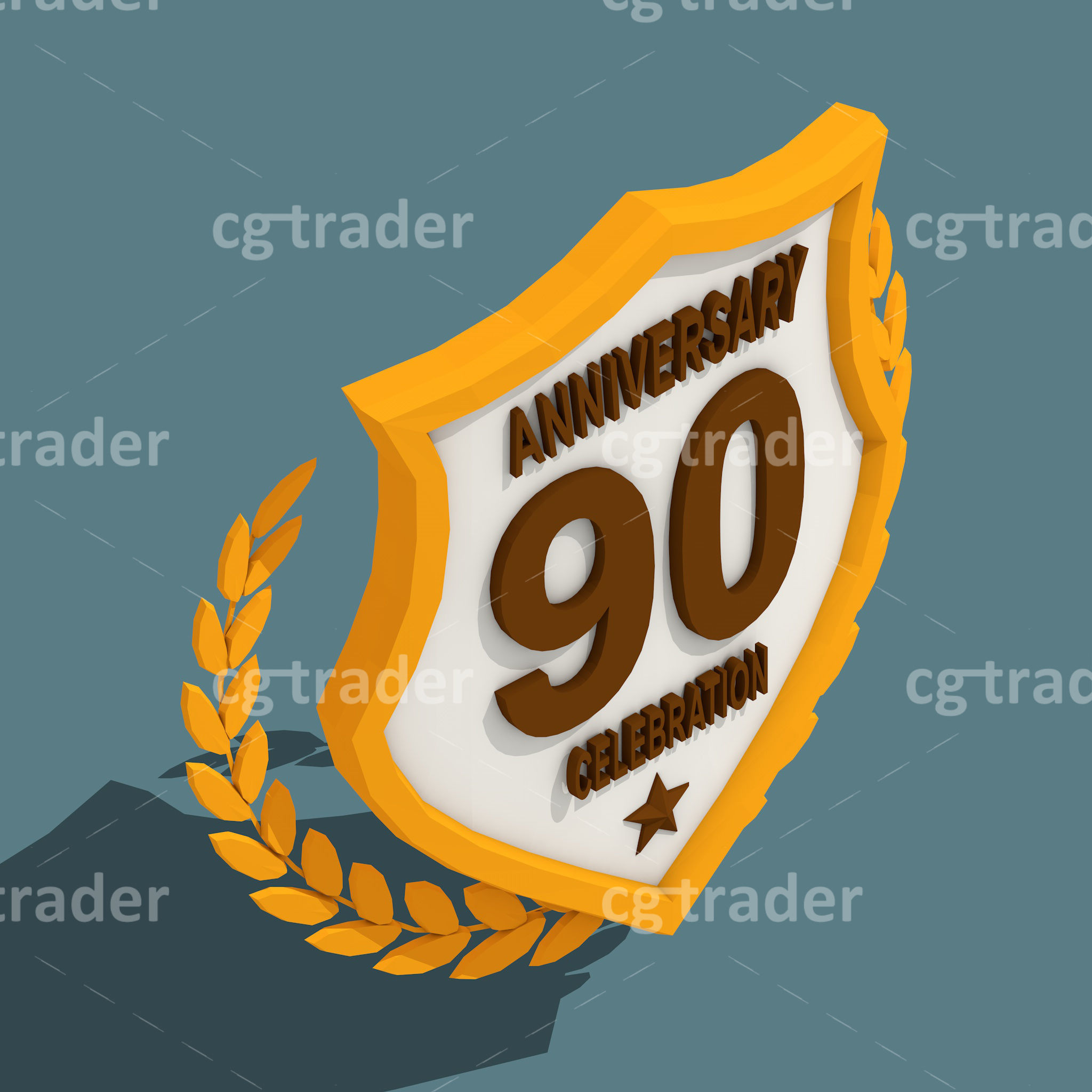 Low Poly Anniversary Medal Isometric Icon Low-poly 3D model_29