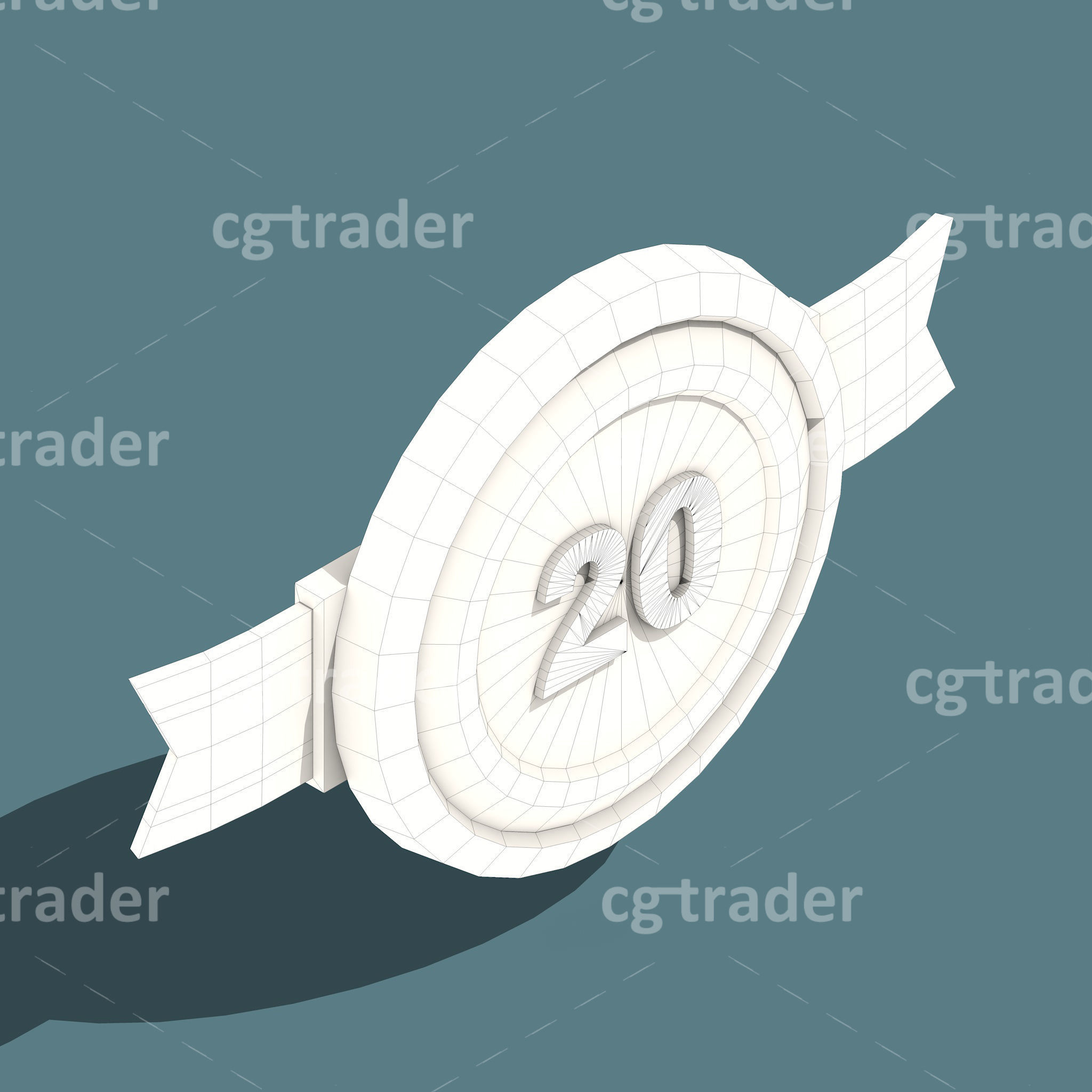 Low Poly Anniversary Medal Isometric Icon Low-poly 3D model_28