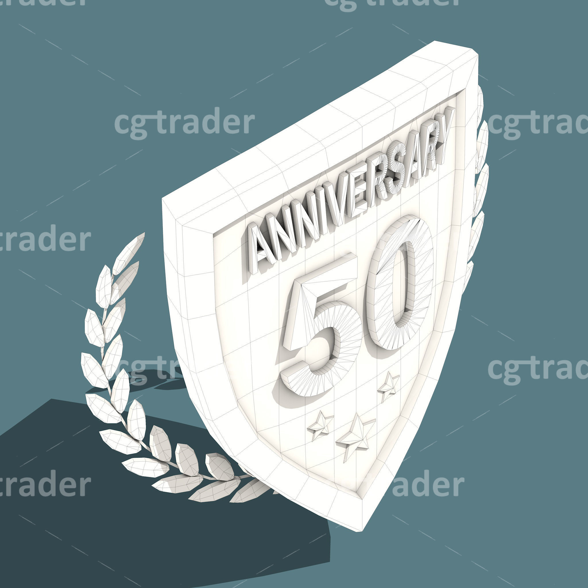 Low Poly Anniversary Medal Isometric Icon Low-poly 3D model_22